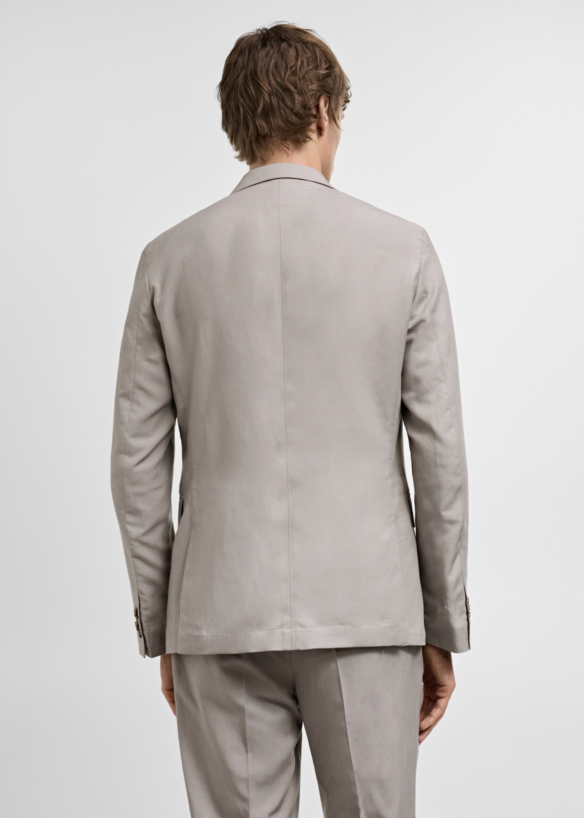 Slim Fit-Anzugblazer aus Leinengemisch - Rückseite des Artikels, Hellgrau/Pastellgrau. Ref: 77072532-00.