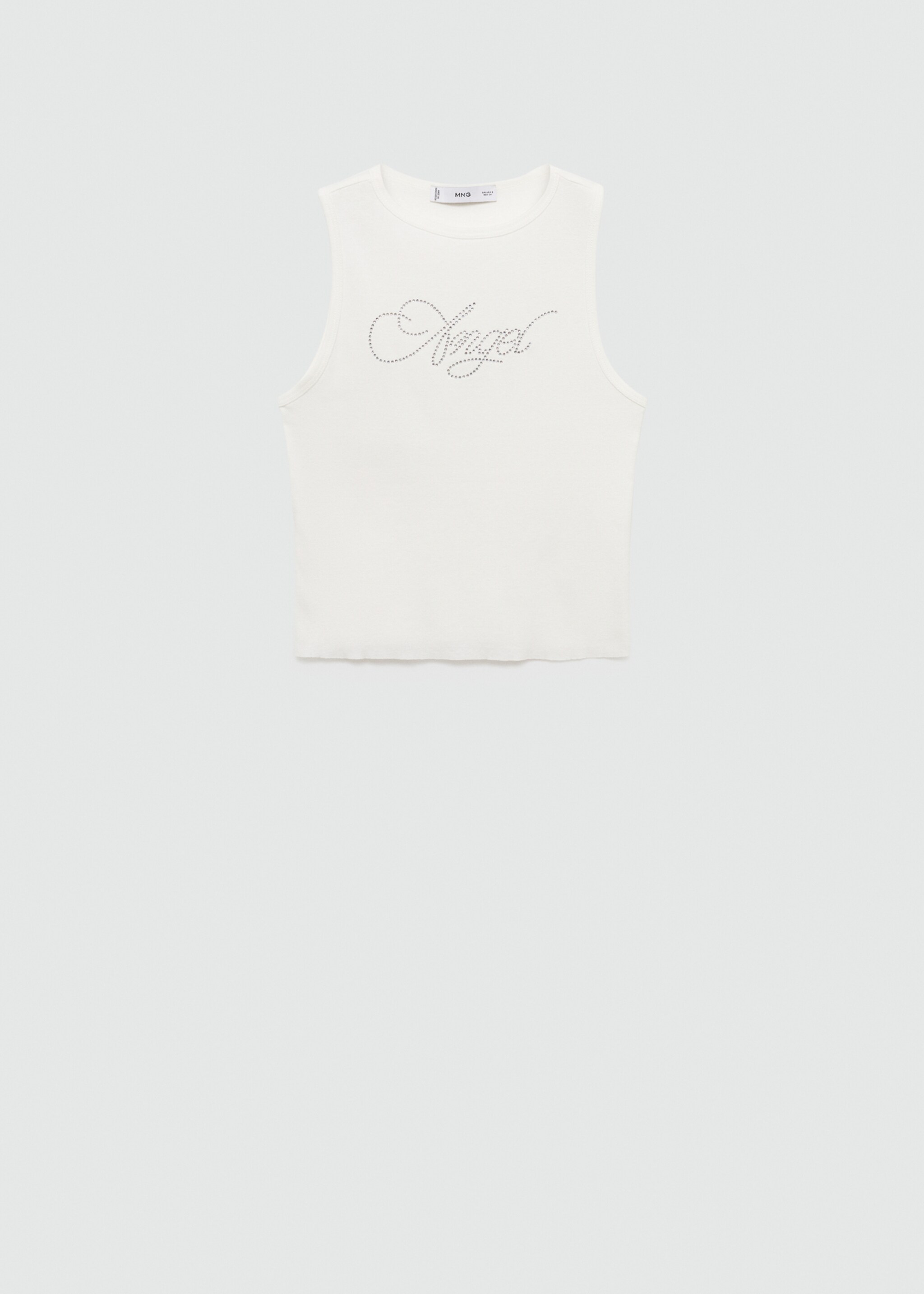 Cotton rhinestone top - Article without model, White. Ref: 77072533-00.