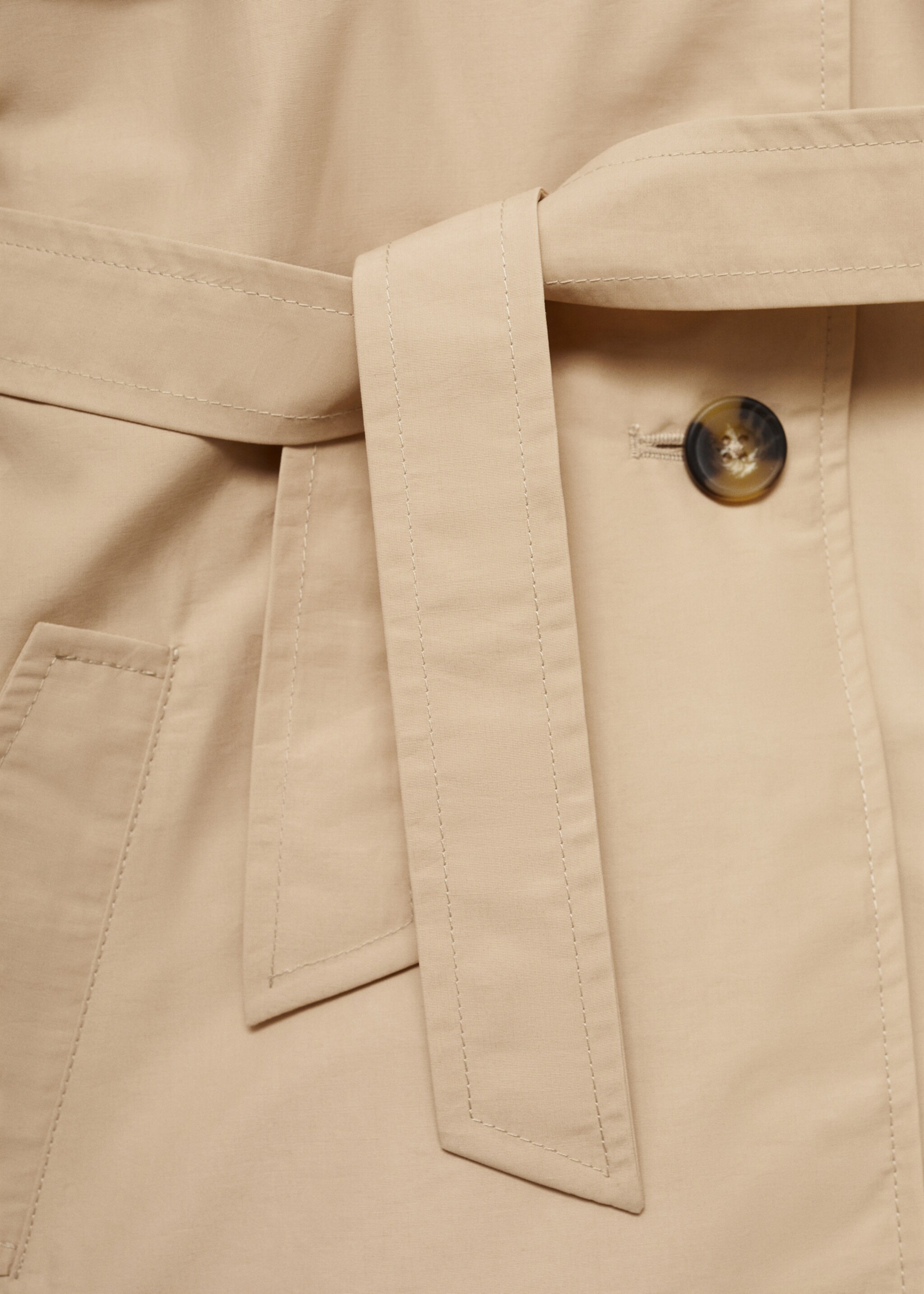 Klassieke trenchcoat met ceintuur - Detail van het artikel 0, Licht/Pastelgrijs. Ref: 77072539-00.