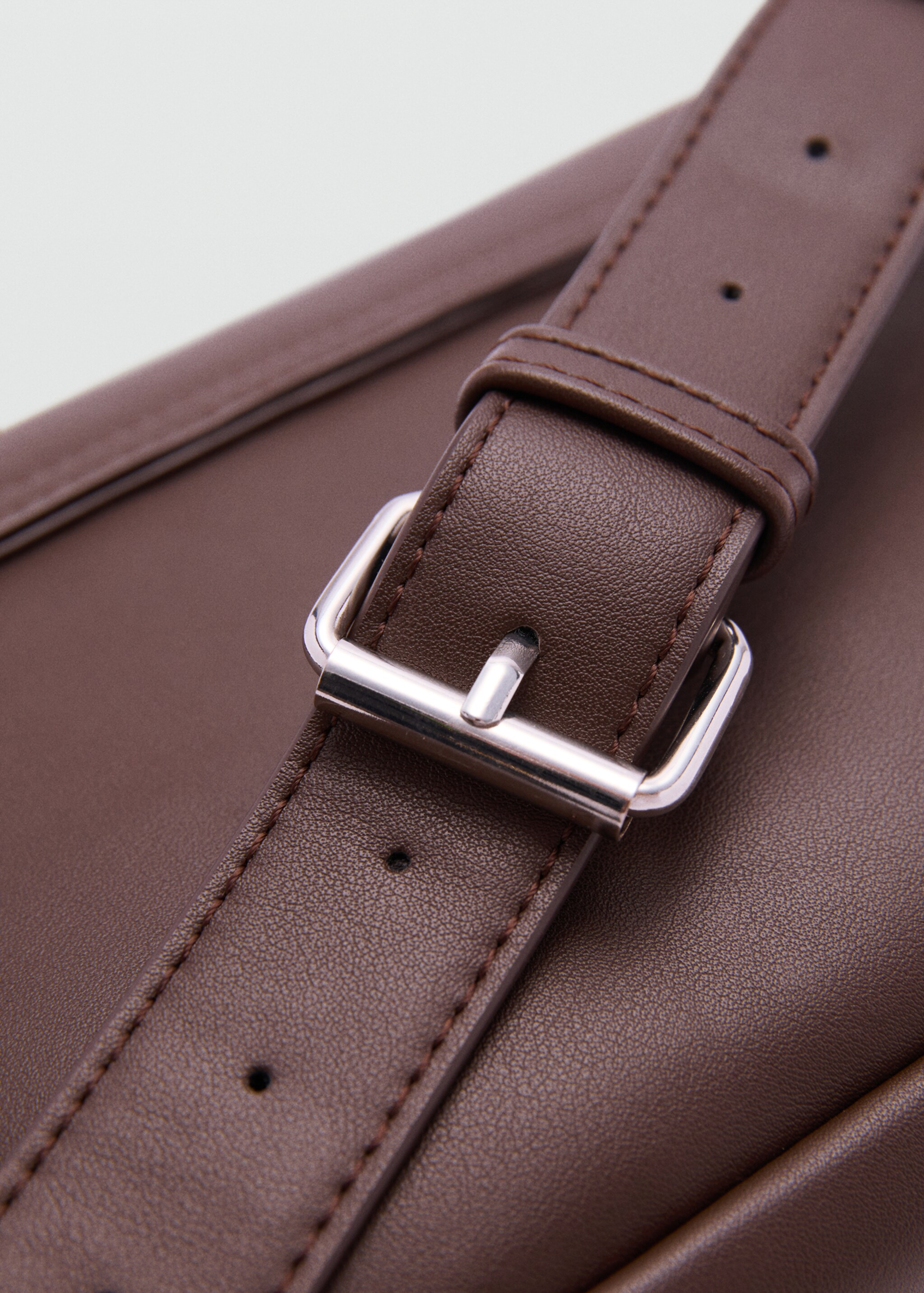 Beaten leather-effect belt bag shoulder bag - Details of the article 1, Chocolate. Ref: 77072541-00.