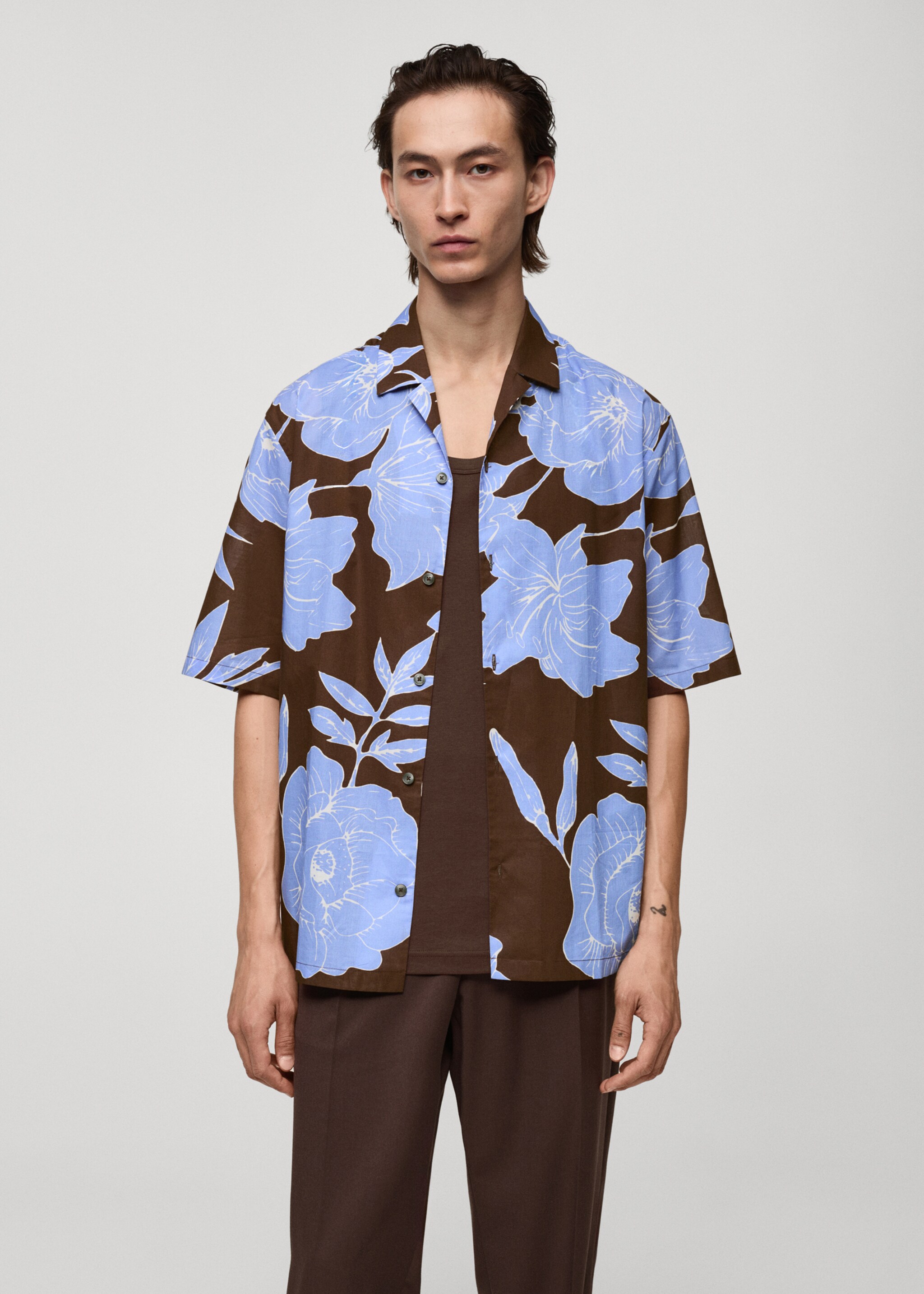 Regular-fit printed cotton shirt - Medium plane