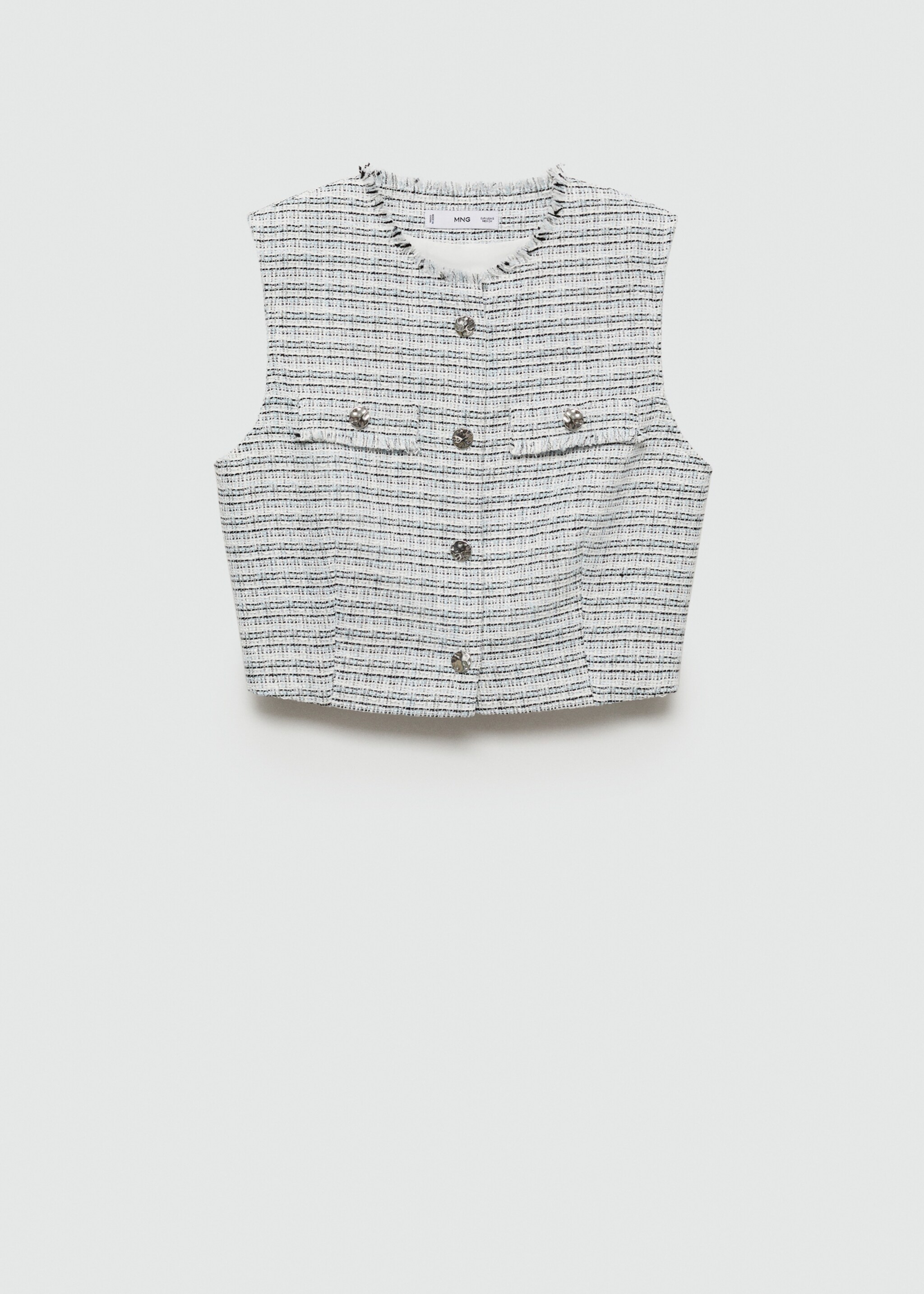 Tweed crop top - Article without model, Blue. Ref: 77072911-00.