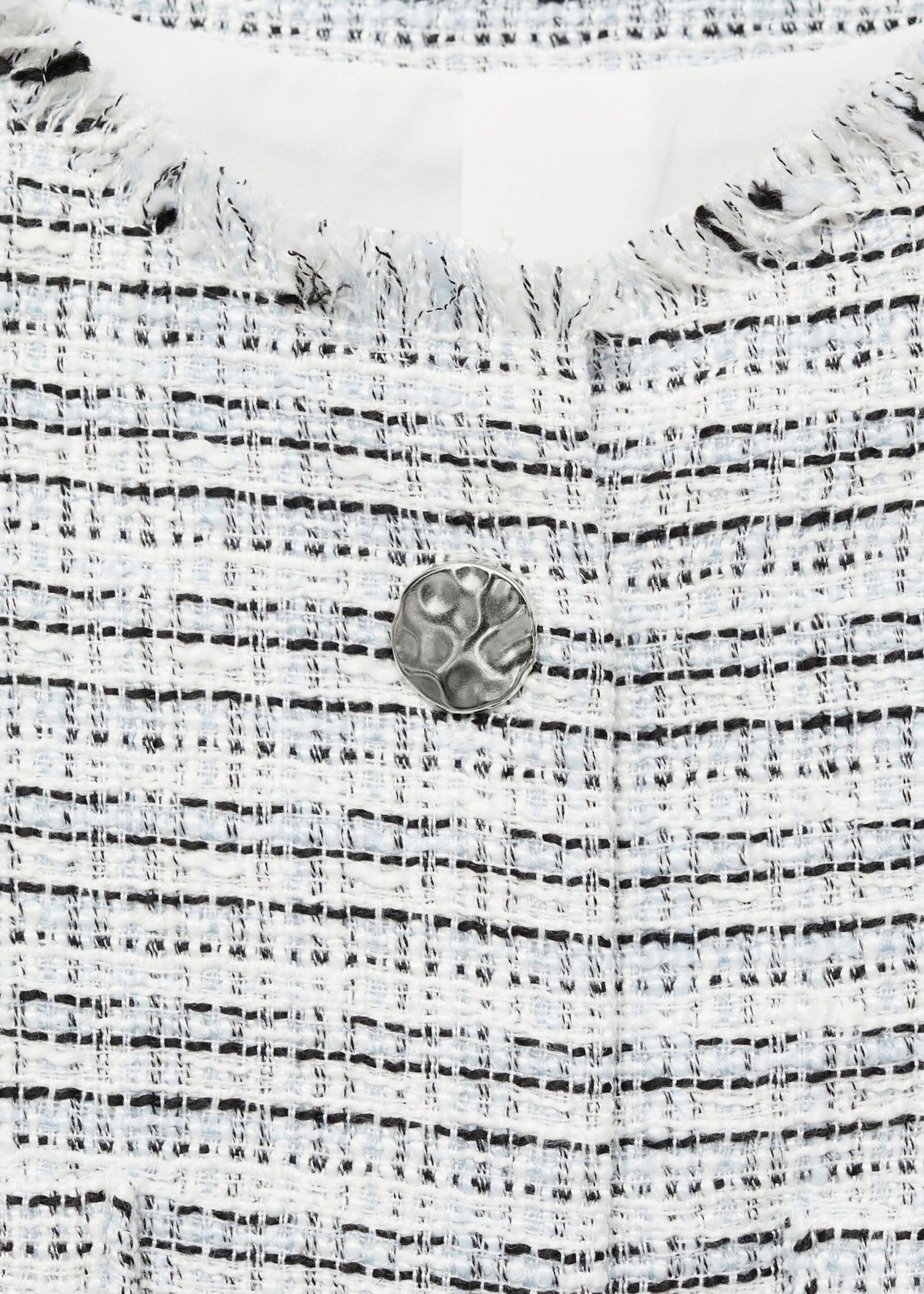 Tweed crop top - Details of the article 8, Blue. Ref: 77072911-00.