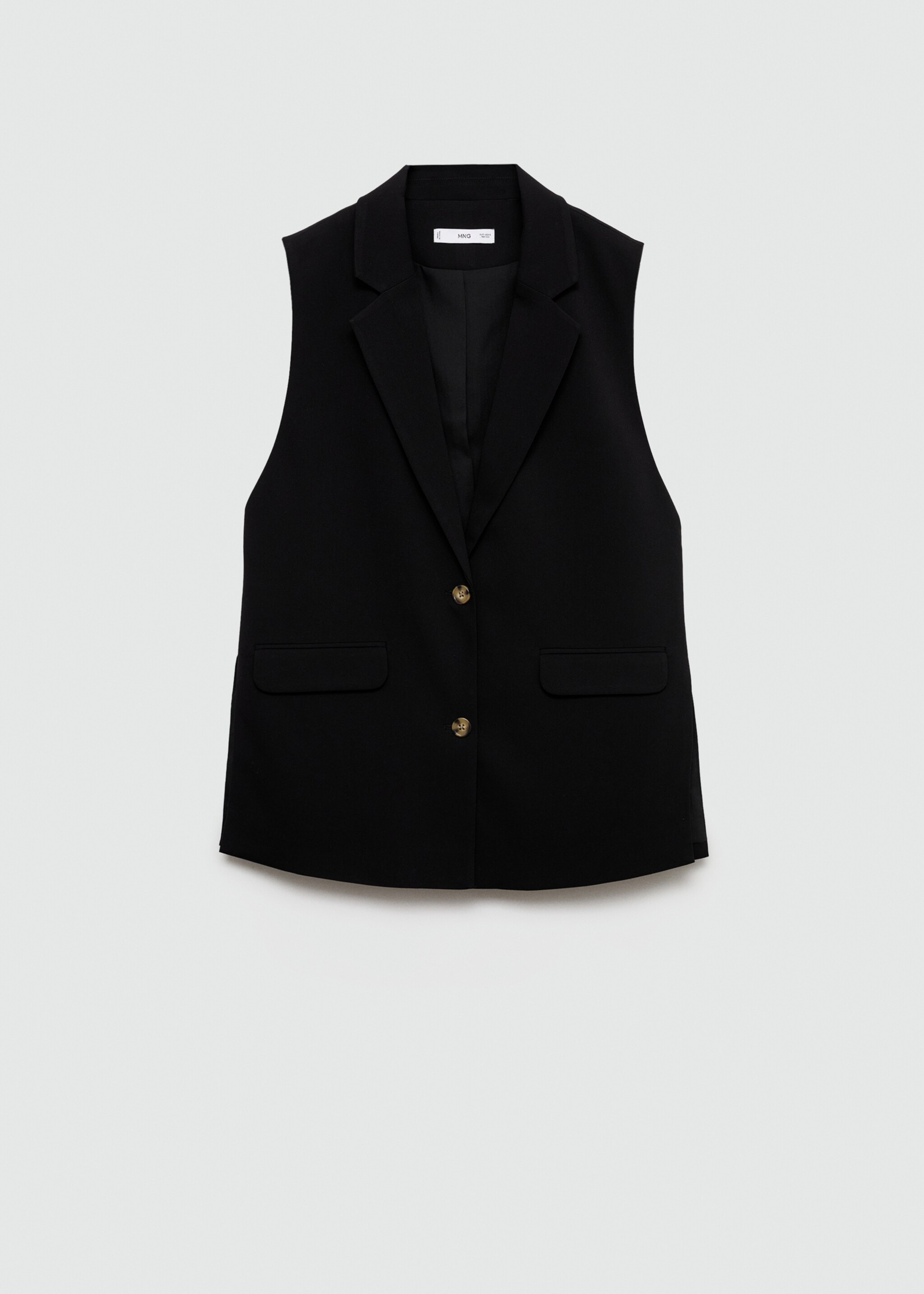 Long gilet with openings - Article without model, Black. Ref: 77072912-00.
