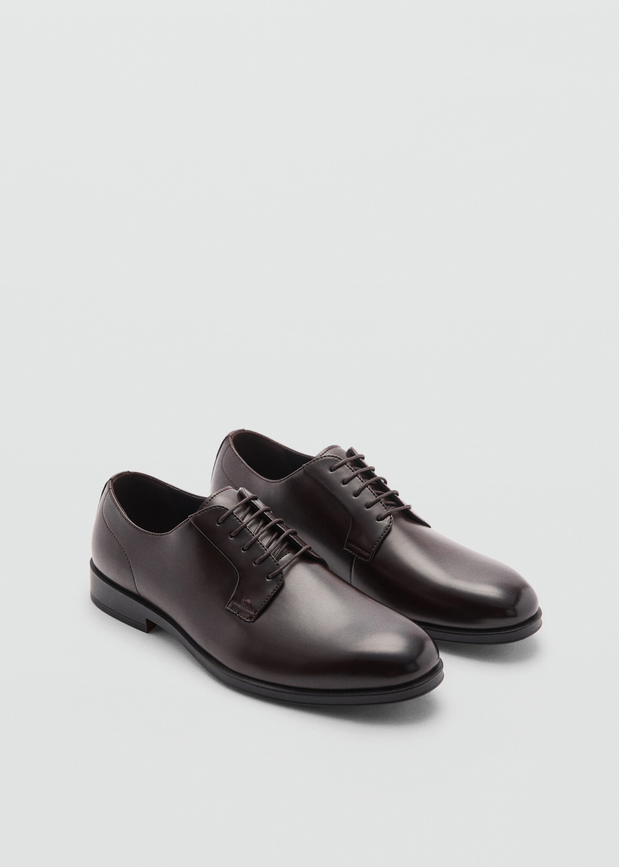 Leather-effect suit shoes - Medium plane, Brown. Ref: 77072918-00.