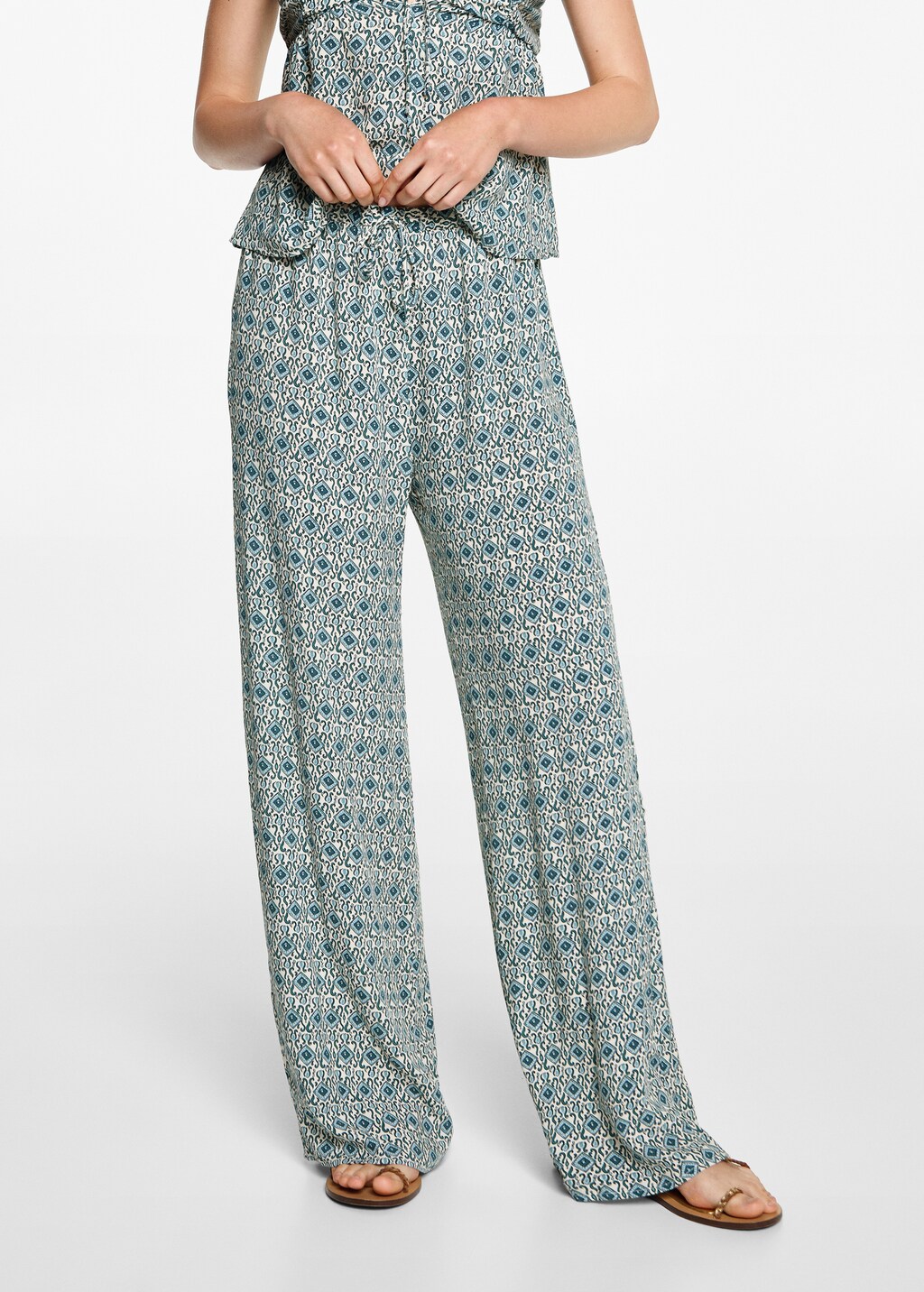 Printed straight trousers