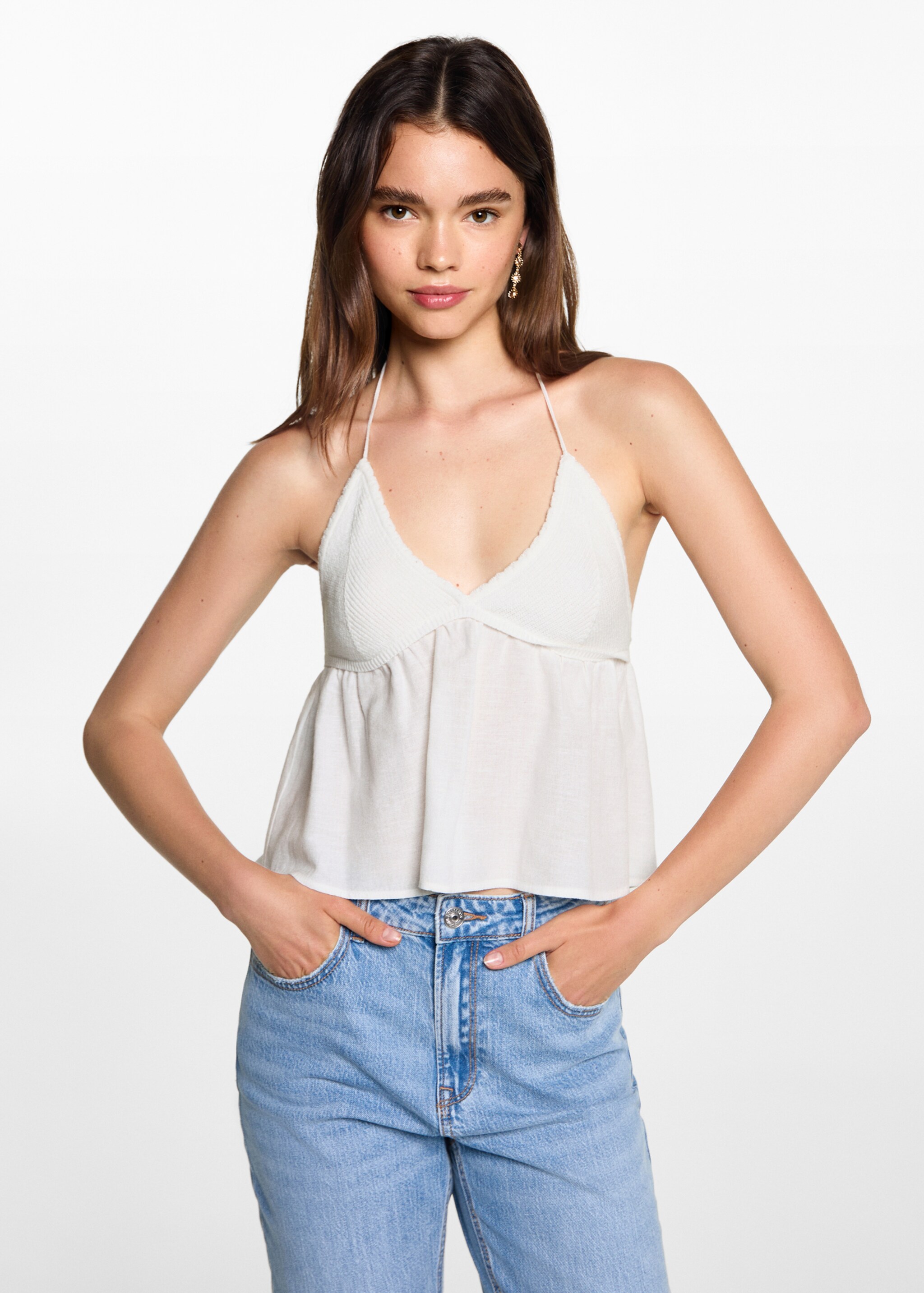 Top met crochet pand - Middenvlak, Gebroken wit. Ref: 77072933-00.