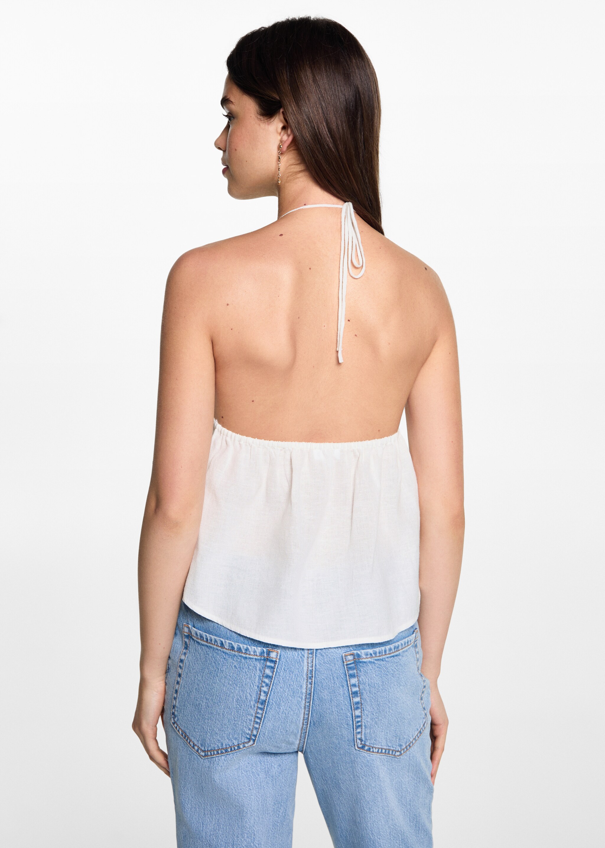 Top met crochet pand - Achterkant van het artikel, Gebroken wit. Ref: 77072933-00.