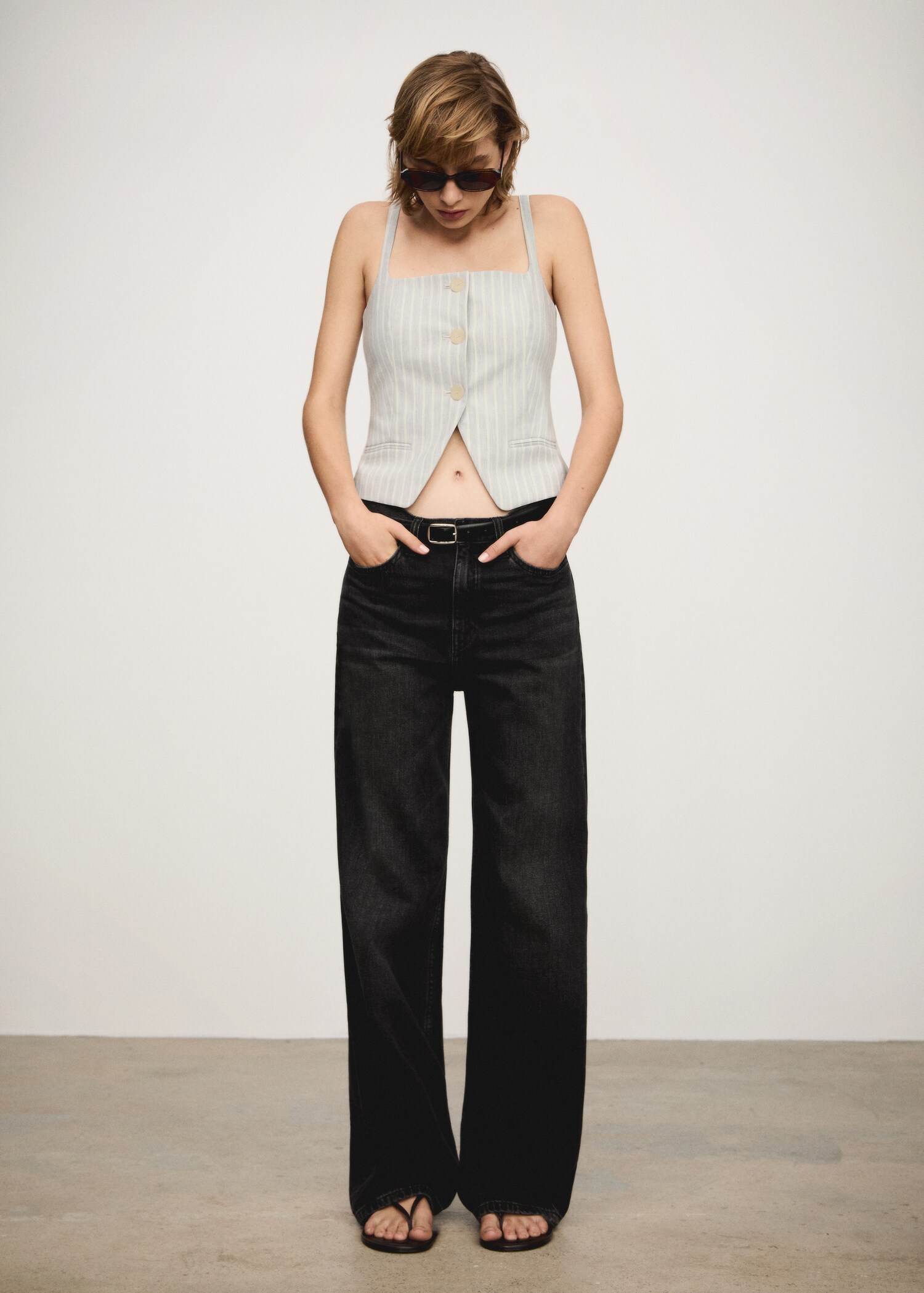 Striped vest with buttons - Details of the article 2