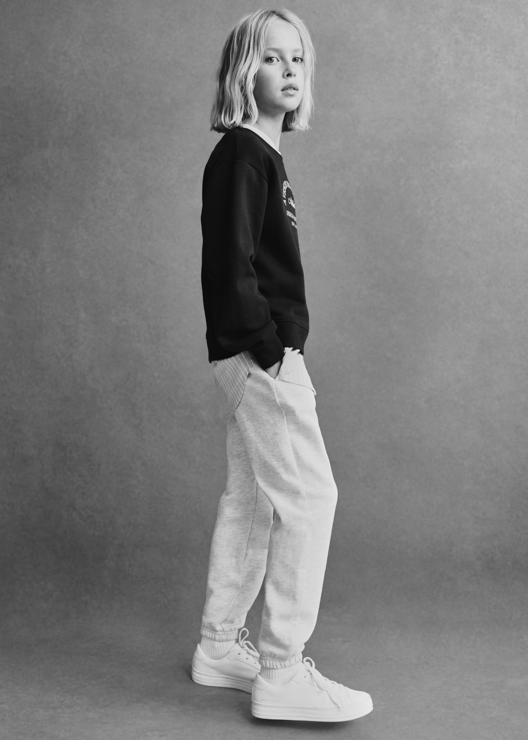 Cotton jogger-style trousers - Details of the article 5, Sky Blue. Ref: 77073280-00.