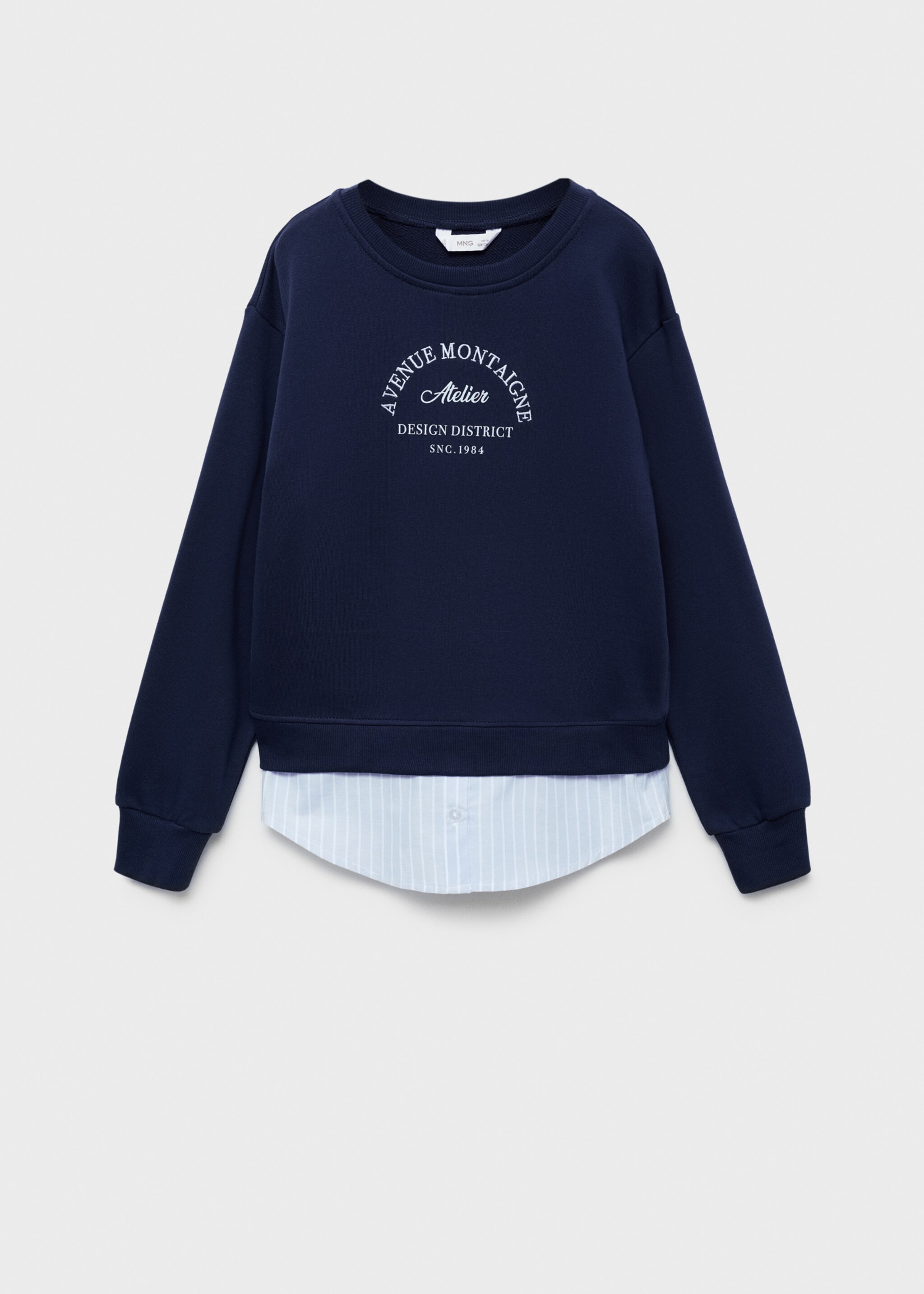 Striped shirt hem sweatshirt - Article without model, Dark Navy. Ref: 77073284-00.