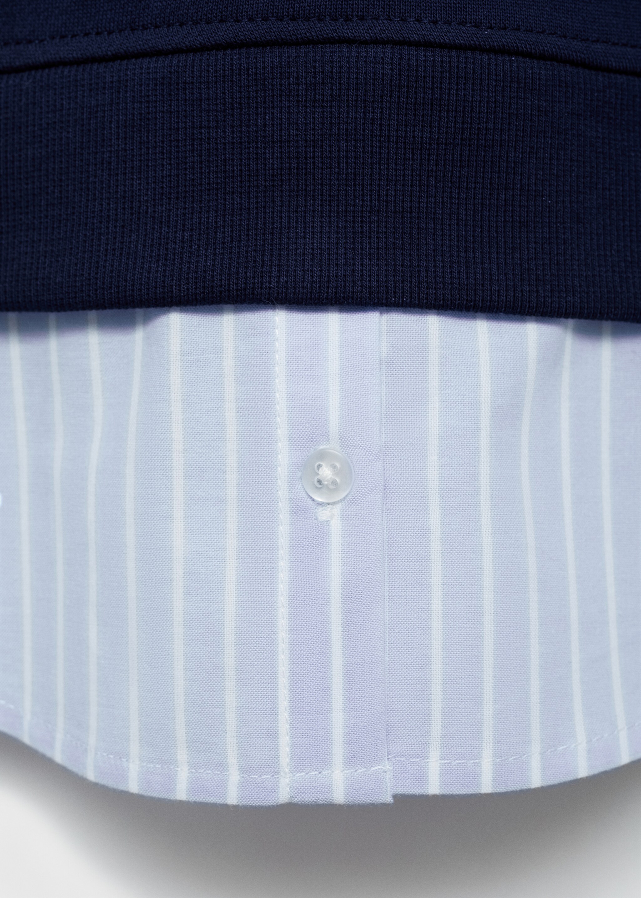 Striped shirt hem sweatshirt - Details of the article 0, Dark Navy. Ref: 77073284-00.
