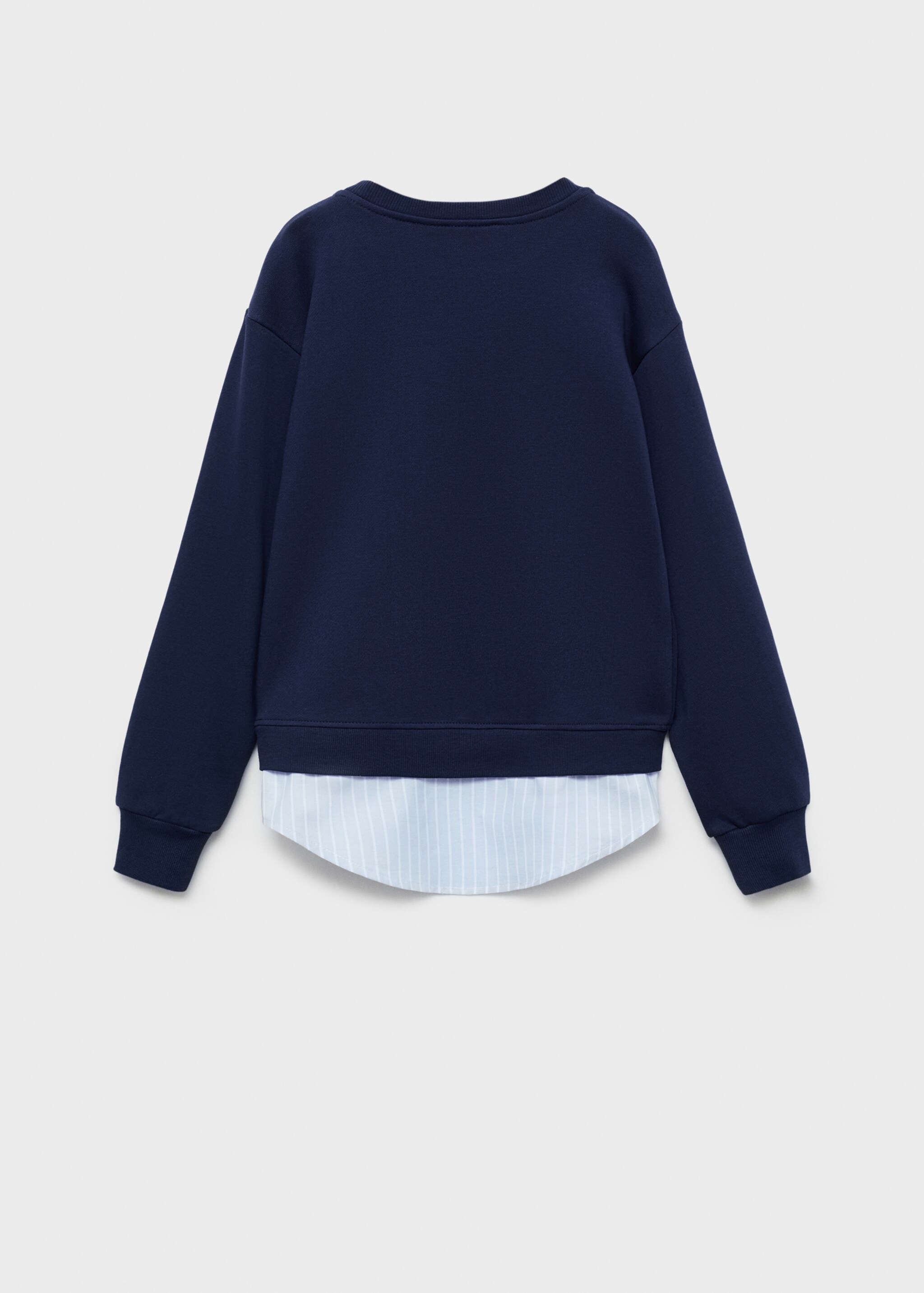 Striped shirt hem sweatshirt - Reverse of the article, Dark Navy. Ref: 77073284-00.