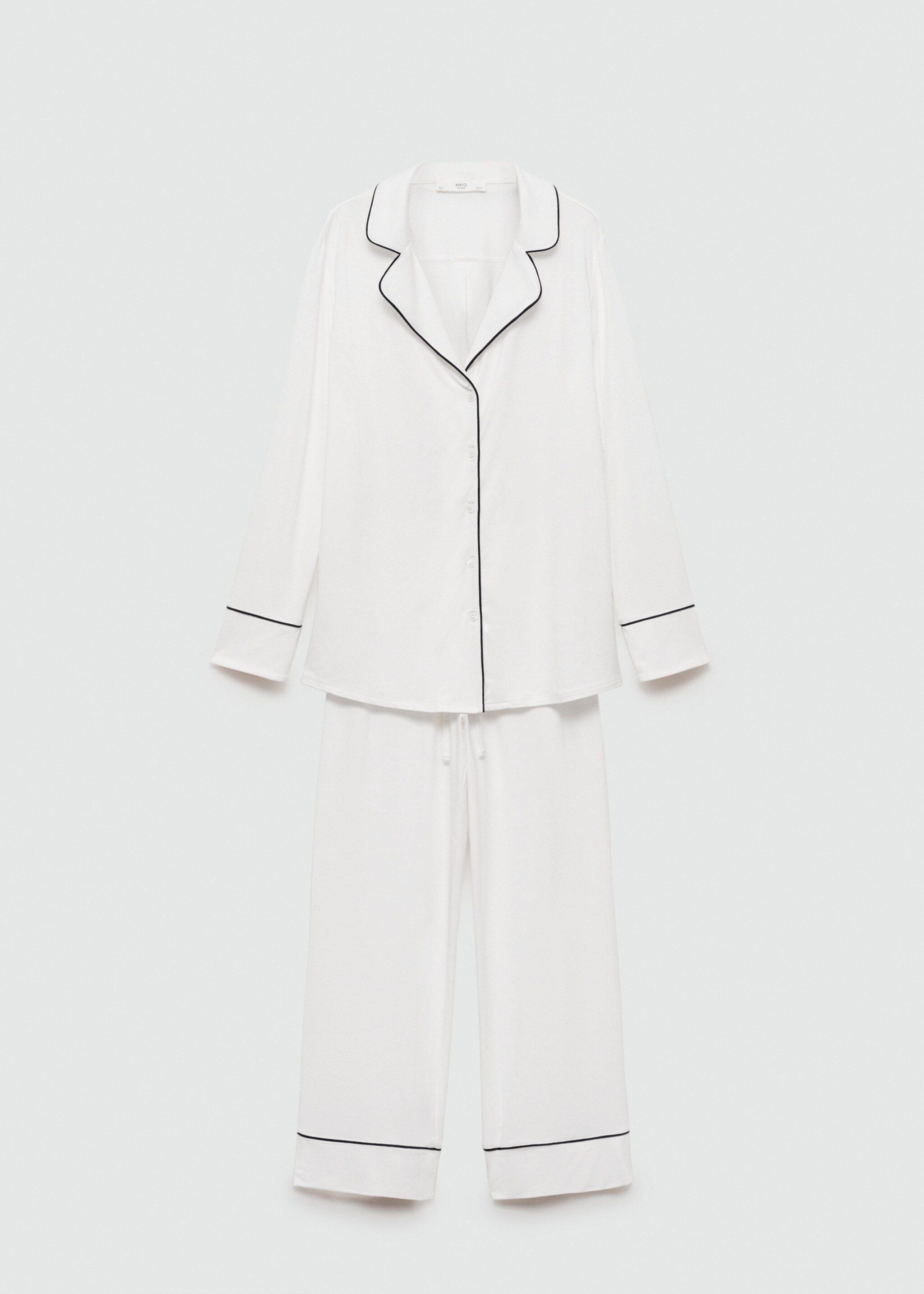 Two-piece pyjamas with piping - Article without model, Off White. Ref: 77073289-00.