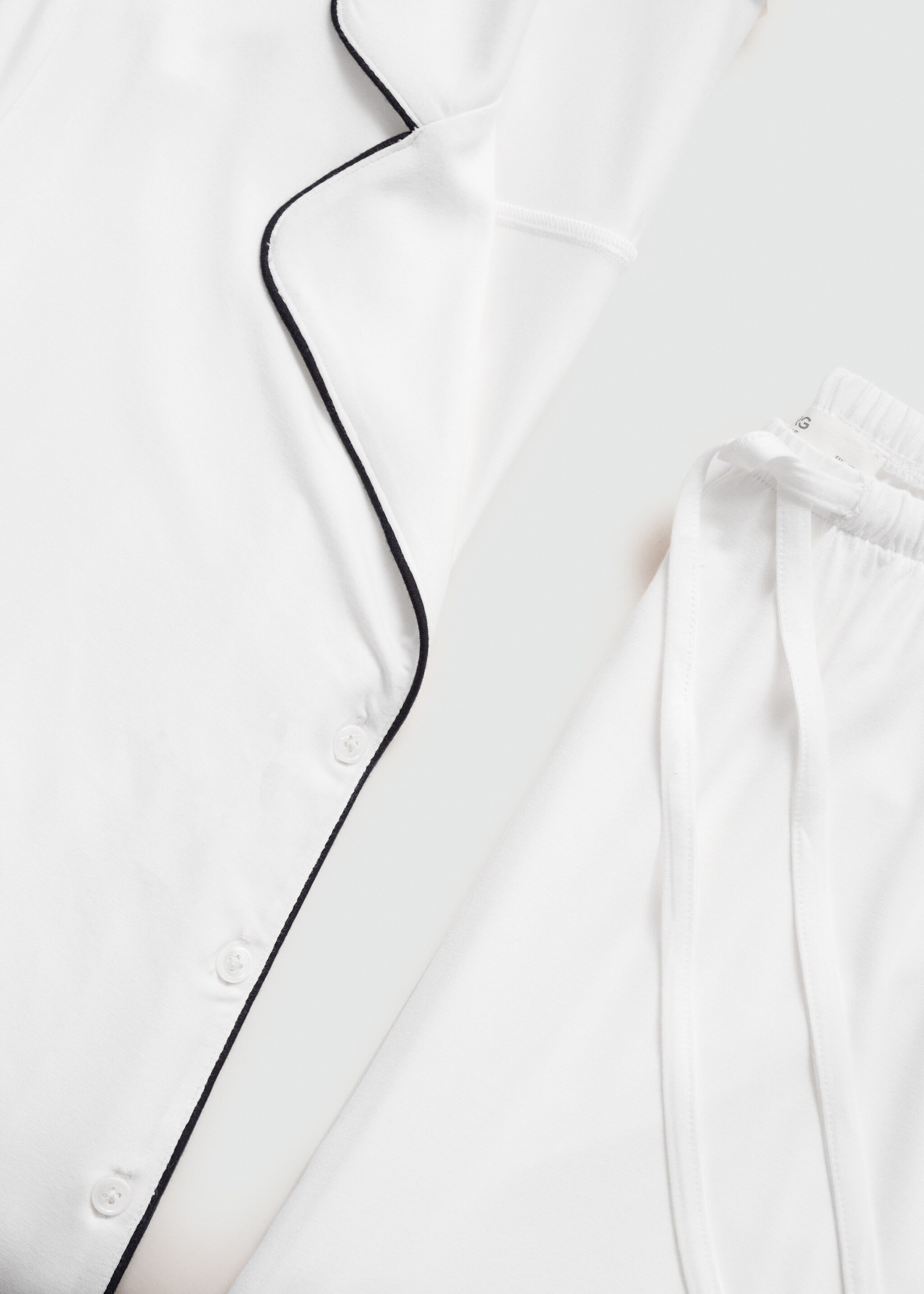 Two-piece pyjamas with piping - Details of the article 0, Off White. Ref: 77073289-00.