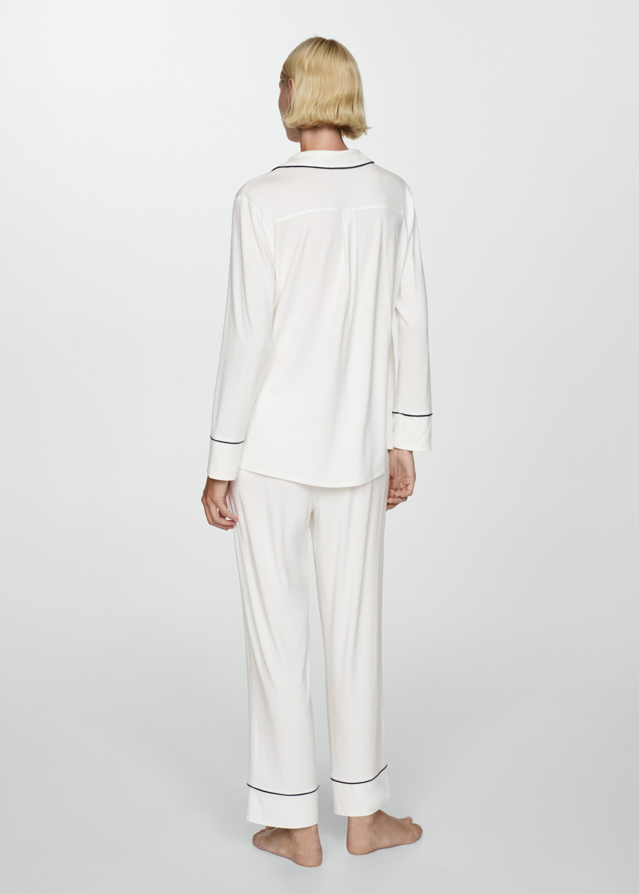 Two-piece pyjamas with piping - Reverse of the article, Off White. Ref: 77073289-00.