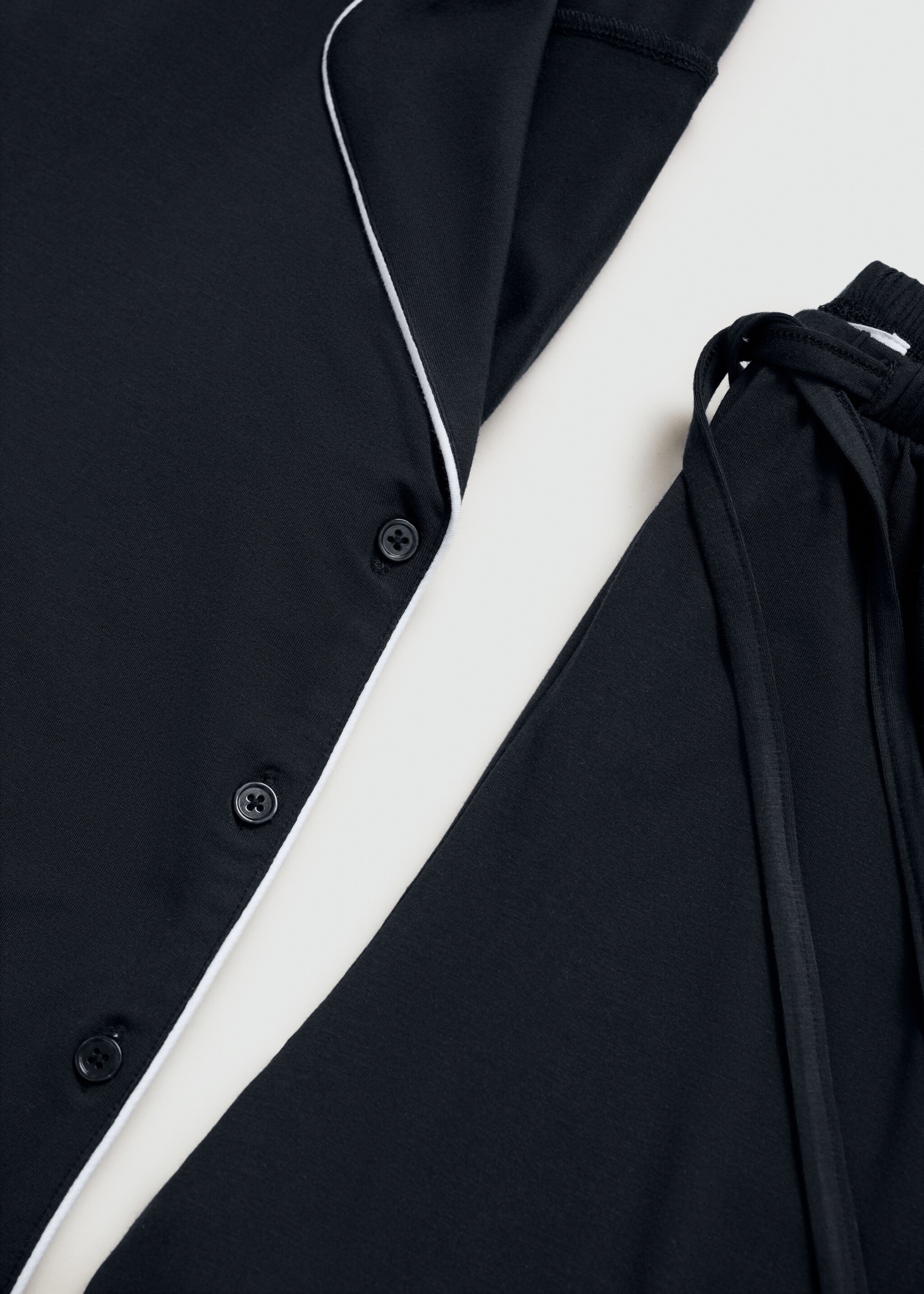 Two-piece pyjamas with piping - Details of the article 0, Dark Navy. Ref: 77073289-00.