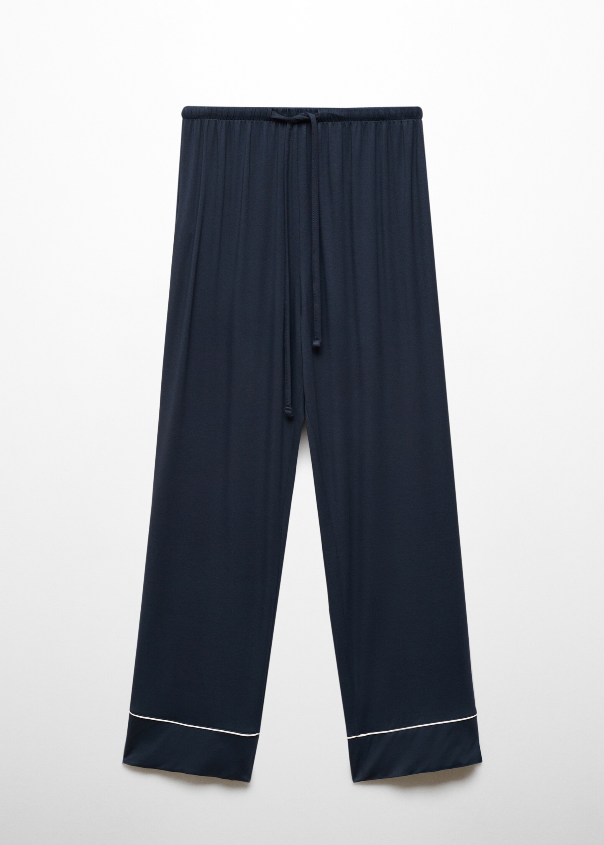 Two-piece pyjamas with piping - Details of the article 9, Dark Navy. Ref: 77073289-00.