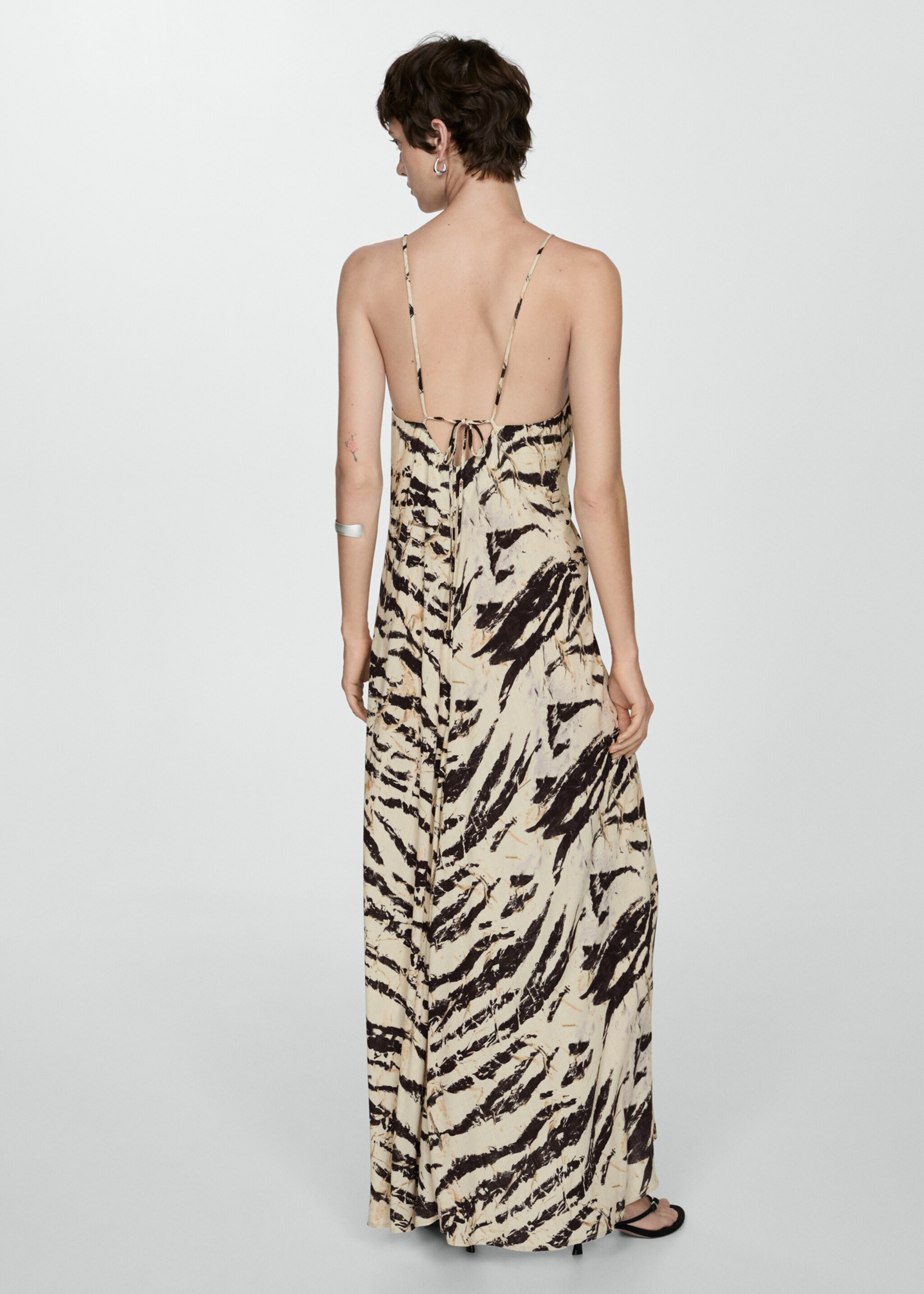 Long animal-print dress - Reverse of the article, Ecru. Ref: 77073295-00.
