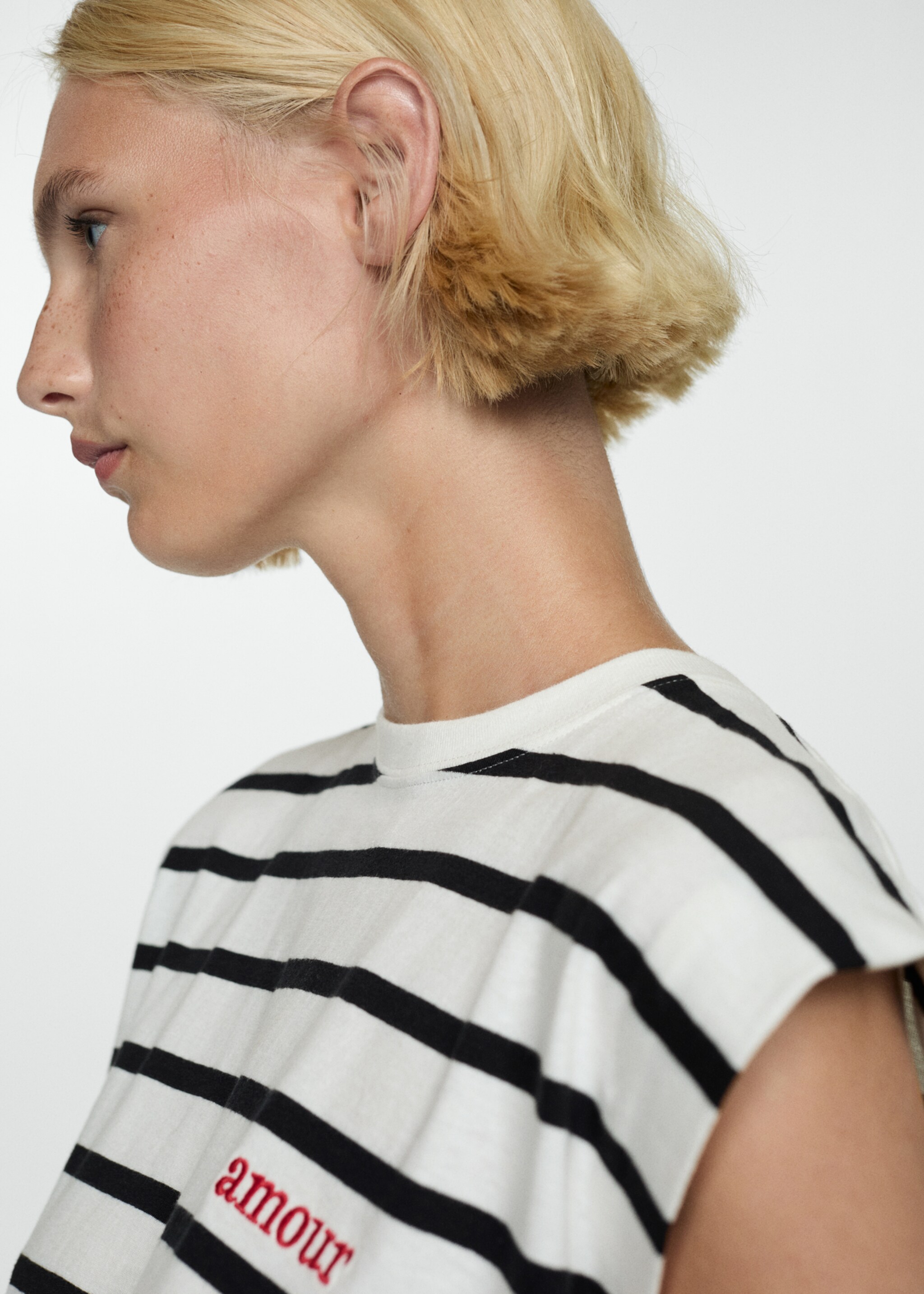 Prugasta pamučna majica - Detalji artikla 1, Bjeličasta. Ref: 77074013-00.