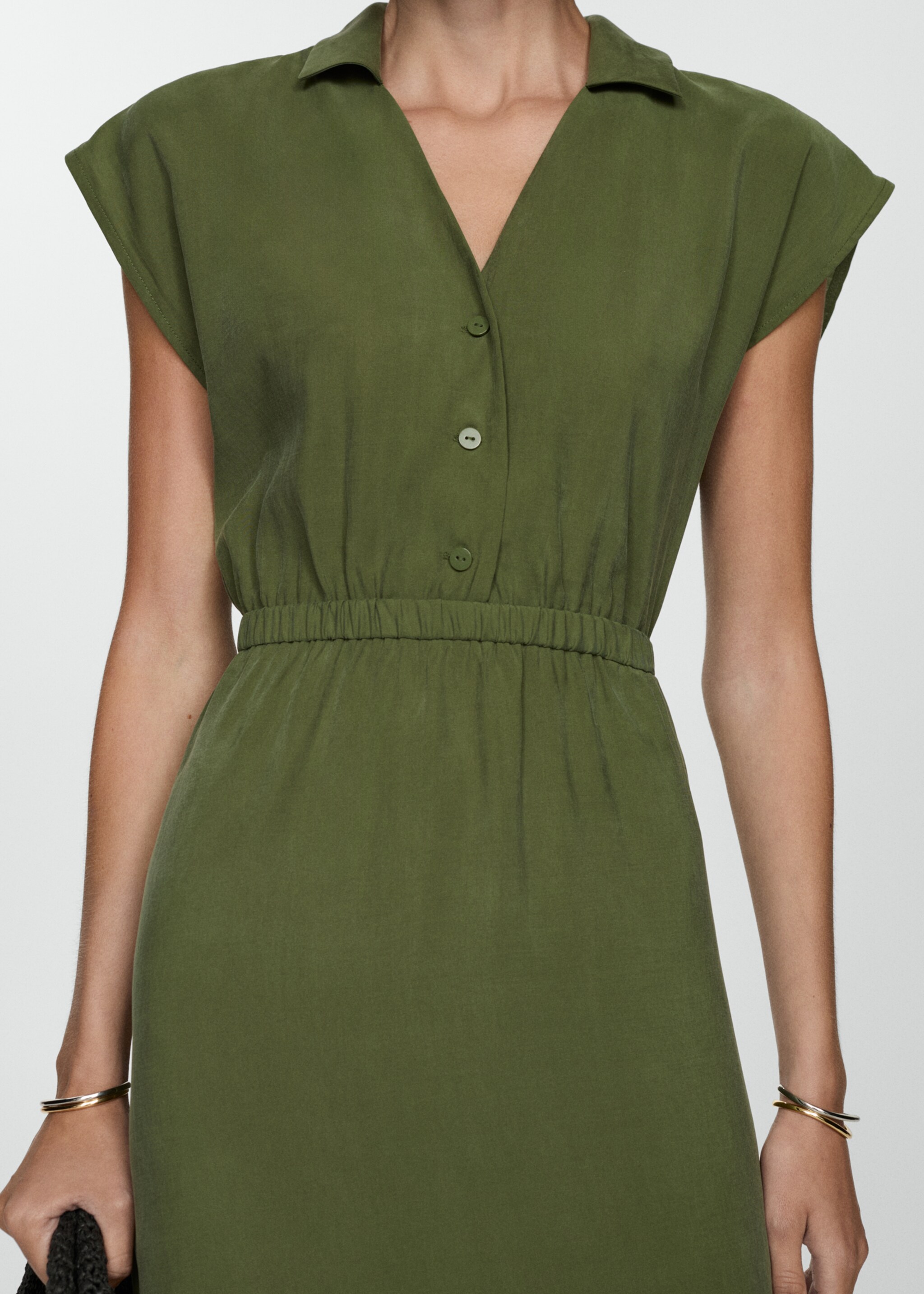Modal dress with buttons - Medium plane, Forest Green. Ref: 77074018-00.