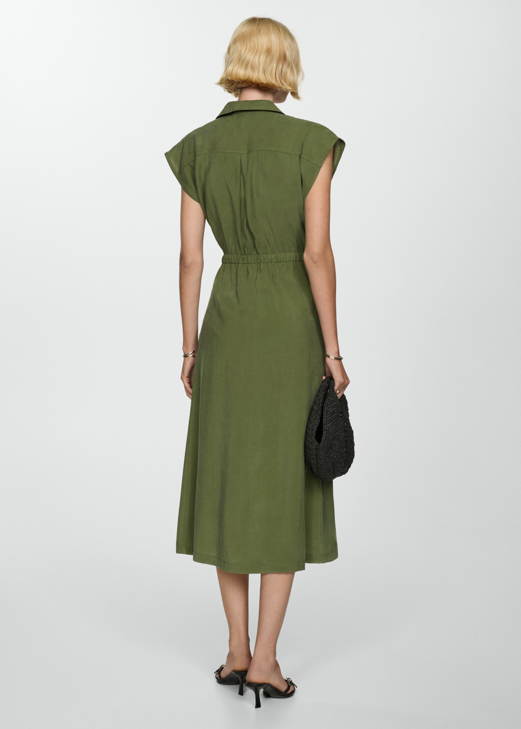 Modal dress with buttons - Reverse of the article, Forest Green. Ref: 77074018-00.