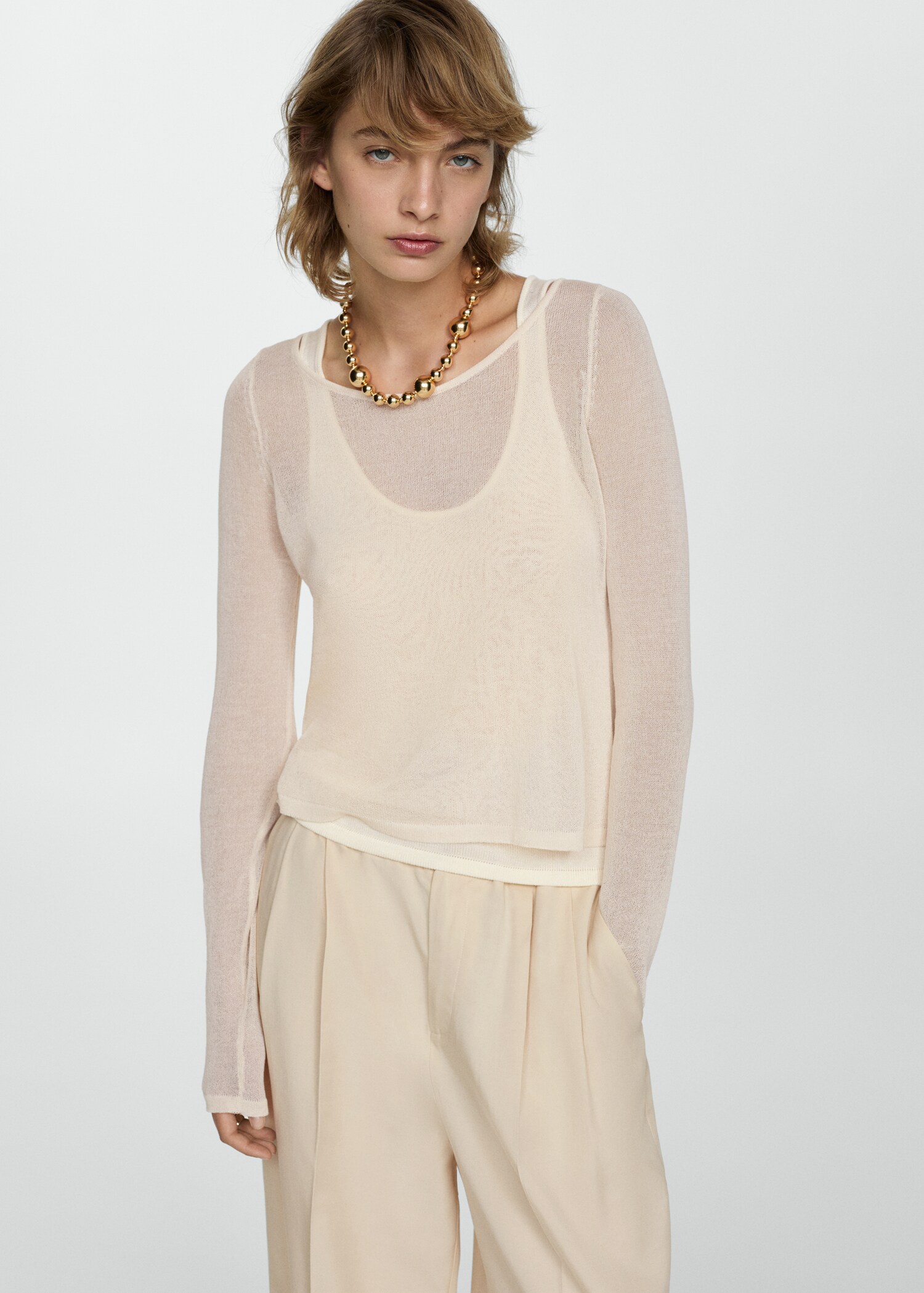 Contrasting knit sweater - Medium plane