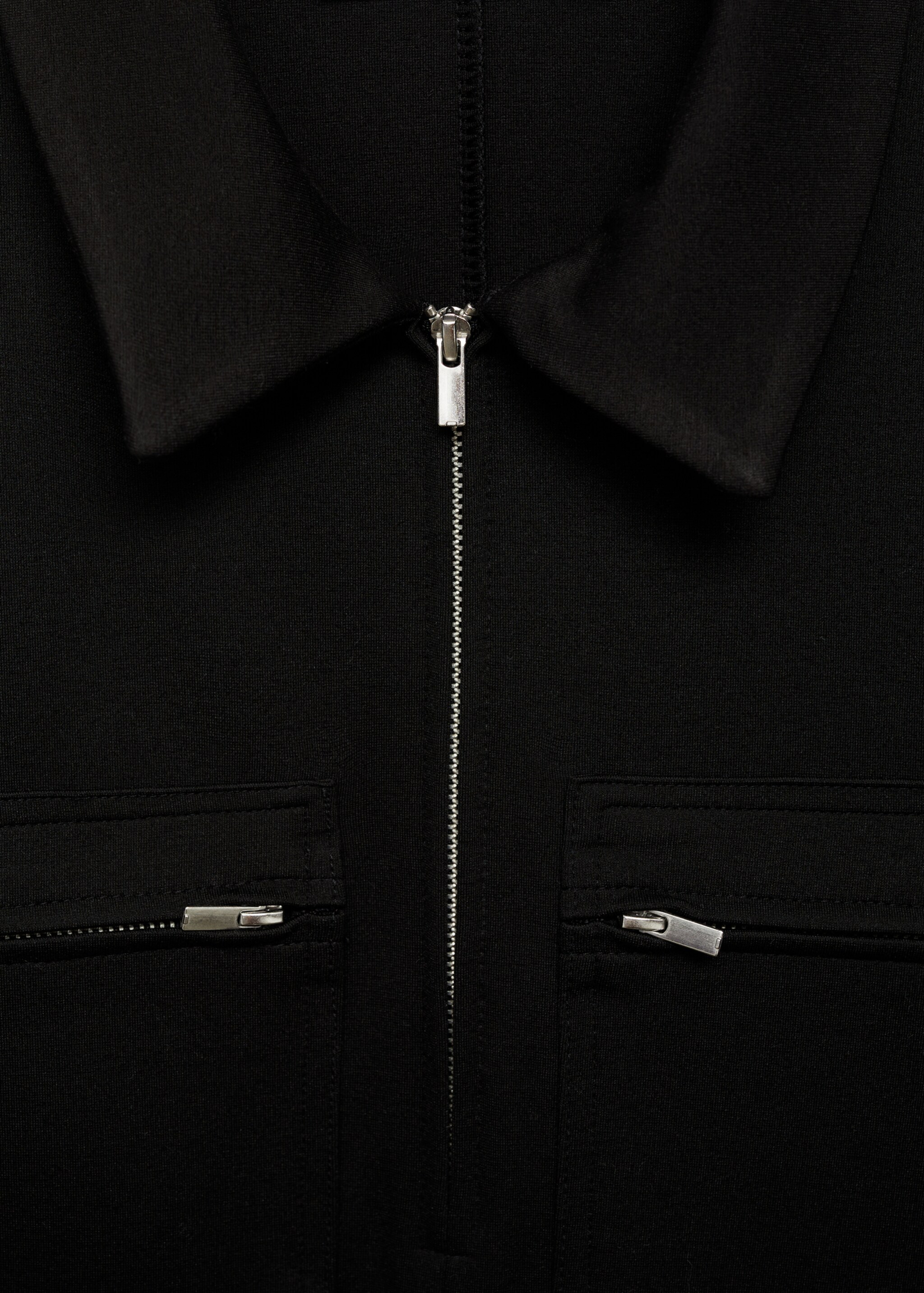 Polo-neck dress with pockets - Details of the article 8, Black. Ref: 77074039-00.