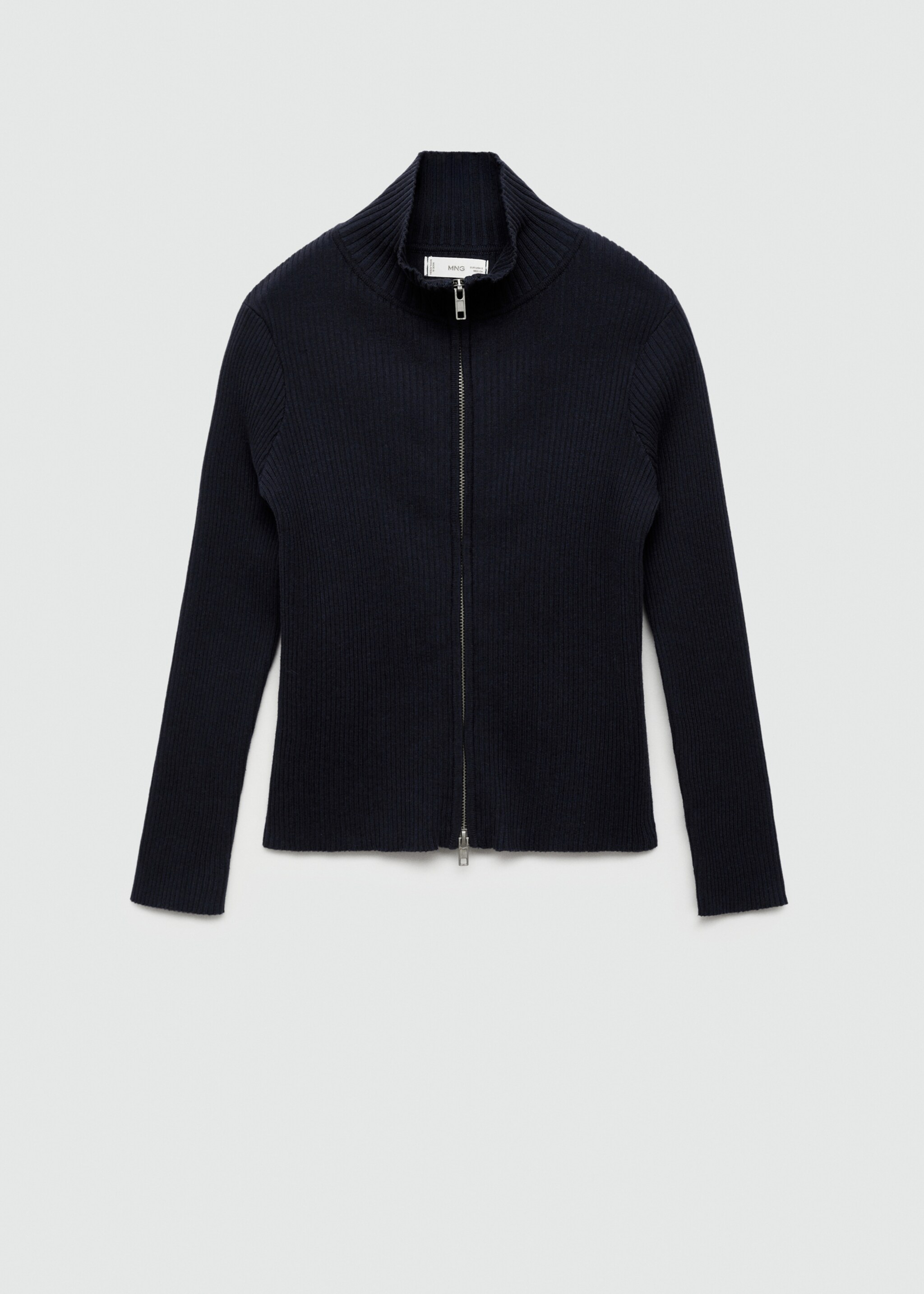 Zipped knit cardigan - Article without model, Dark Navy. Ref: 77074040-00.