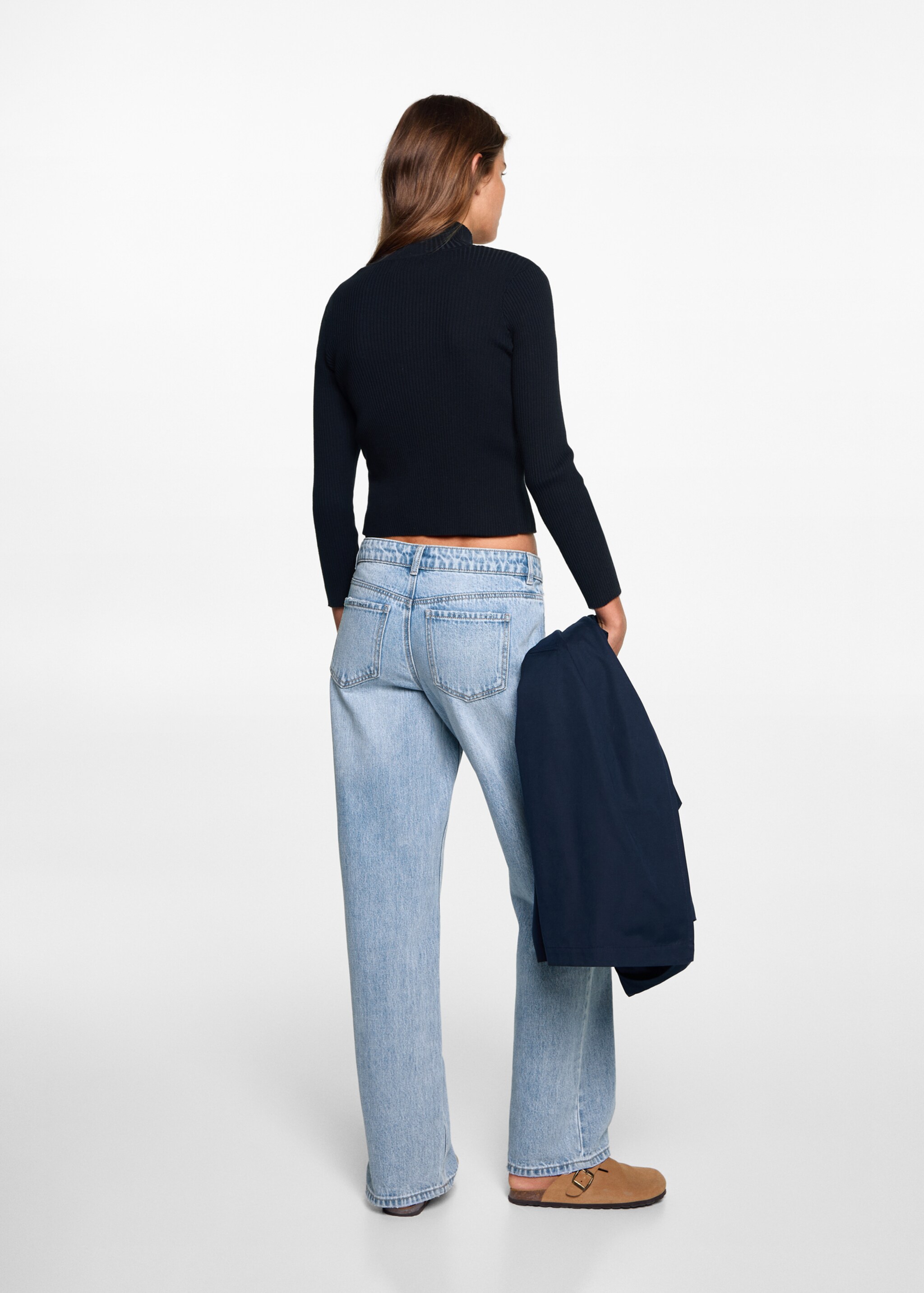 Zipped knit cardigan - Reverse of the article, Dark Navy. Ref: 77074040-00.