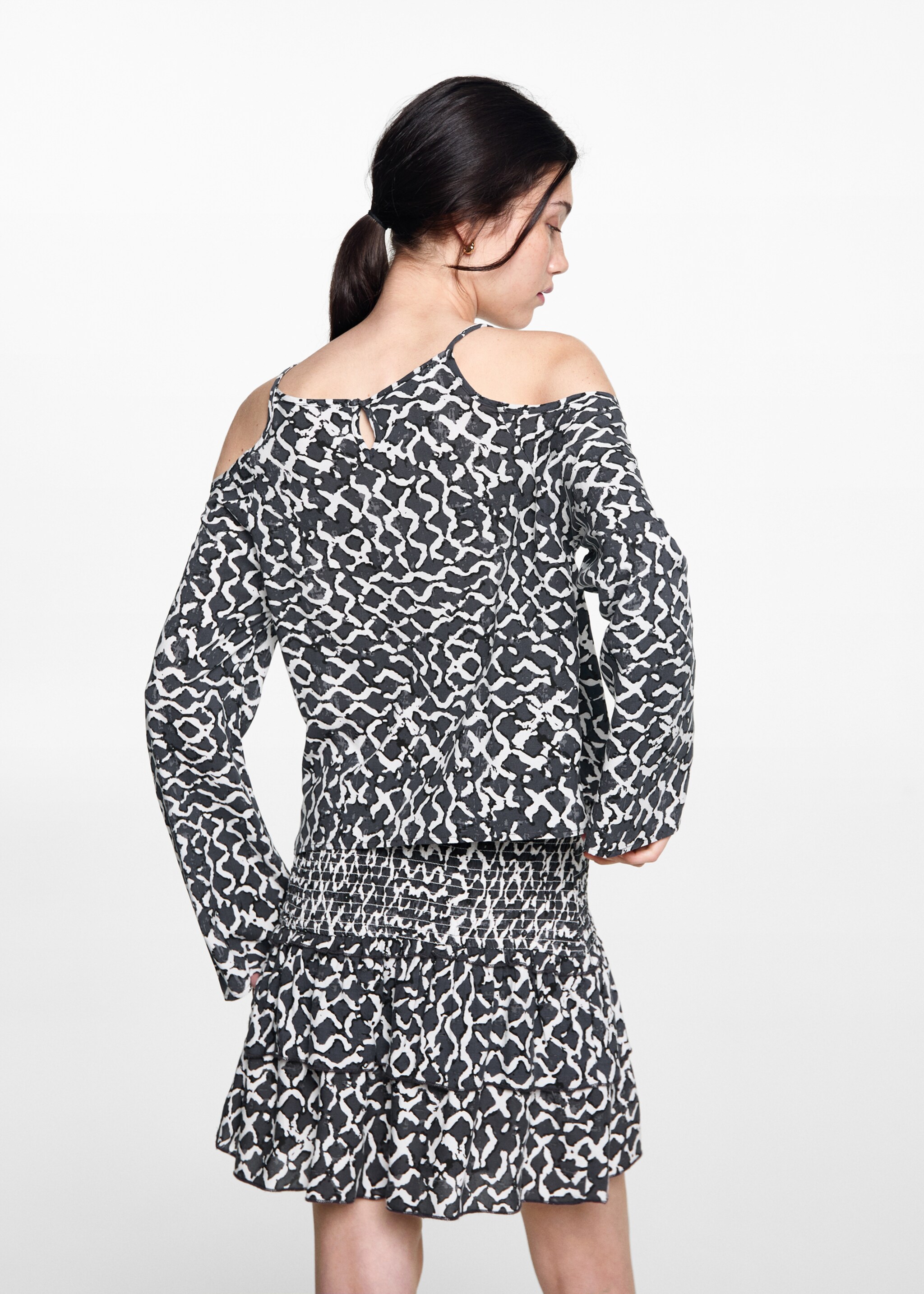 Blusa stampata dettaglio spacco - Retro dell'articolo