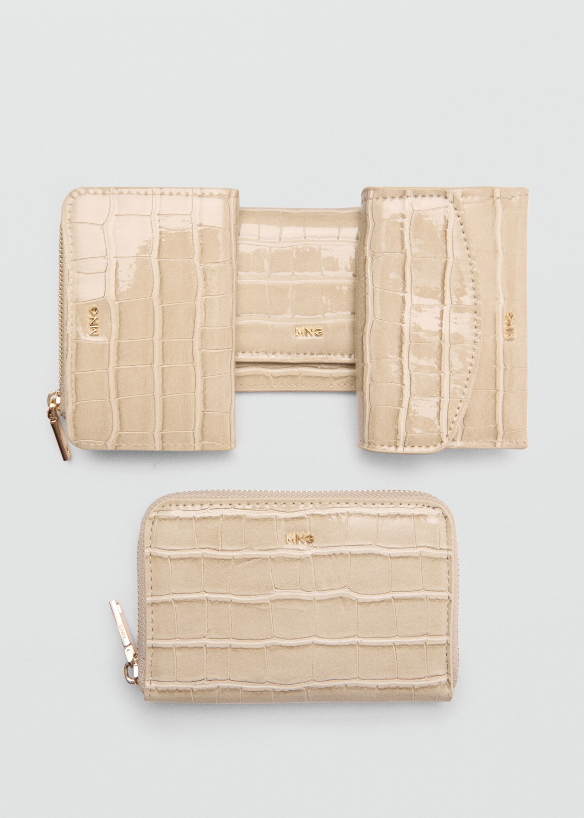 Crocodile-effect purse - Details of the article 3, Ivory White. Ref: 77074043-00.