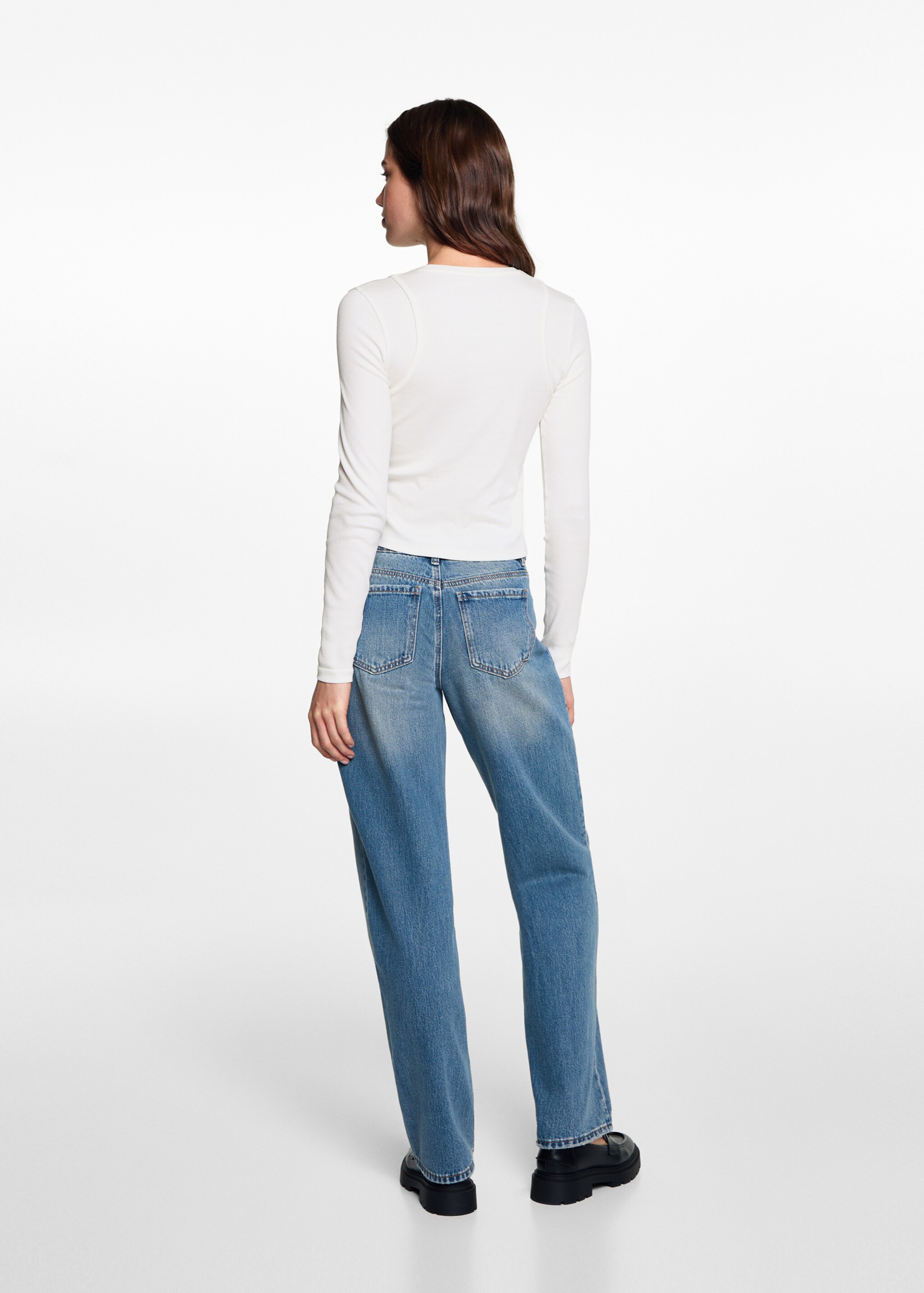 T-shirt with seam detail - Verso de l’article, Blanc cassé. Ref: 77074045-00.