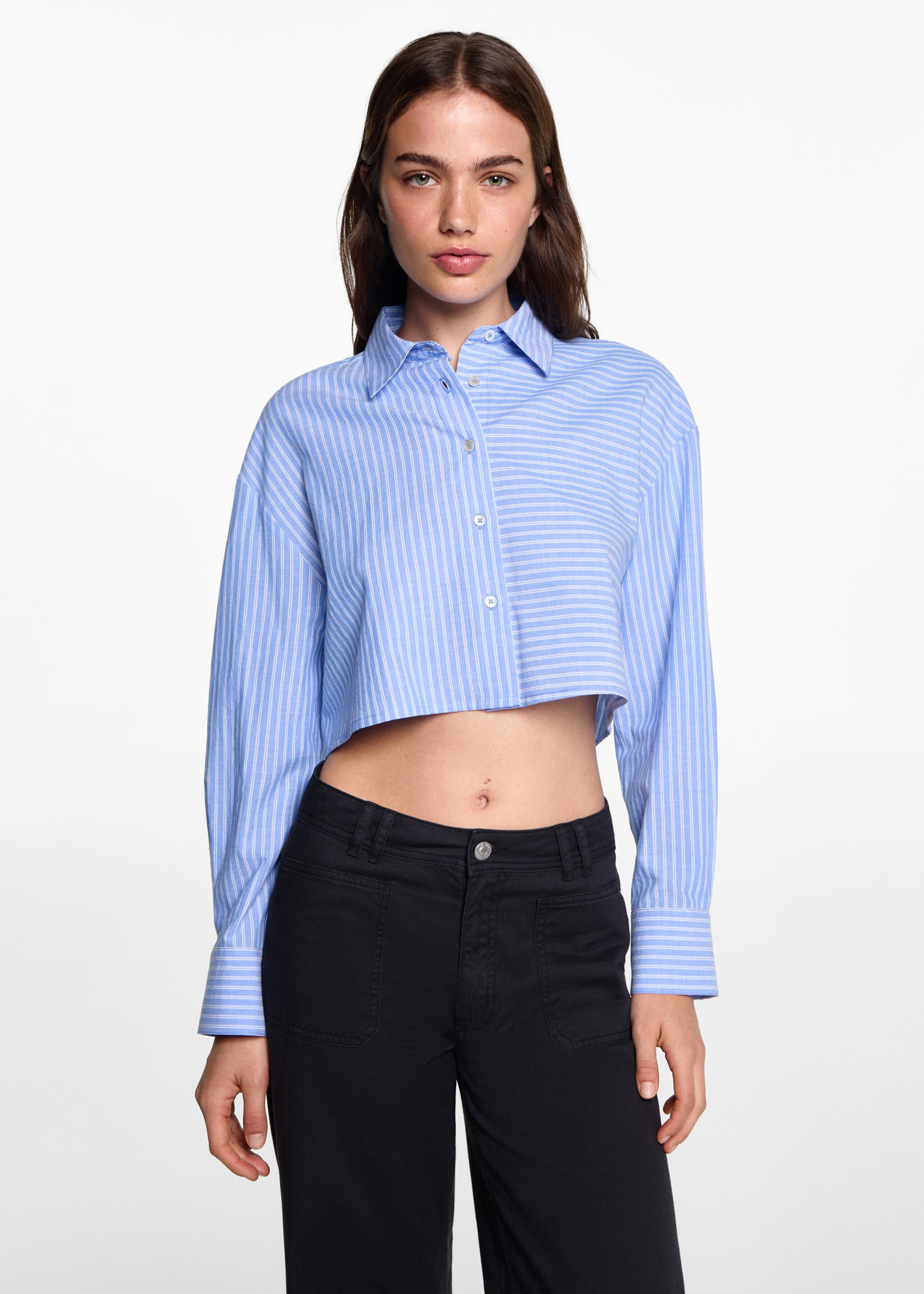 Pockets straight trousers - Details of the article 1, Petrol Blue. Ref: 77074049-00.