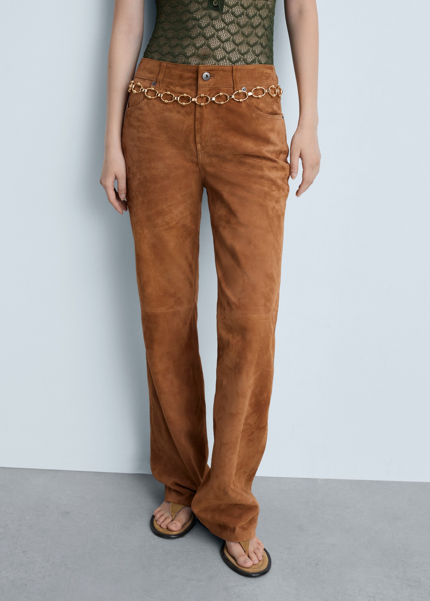 Pantalons rectes pell - Pla mig