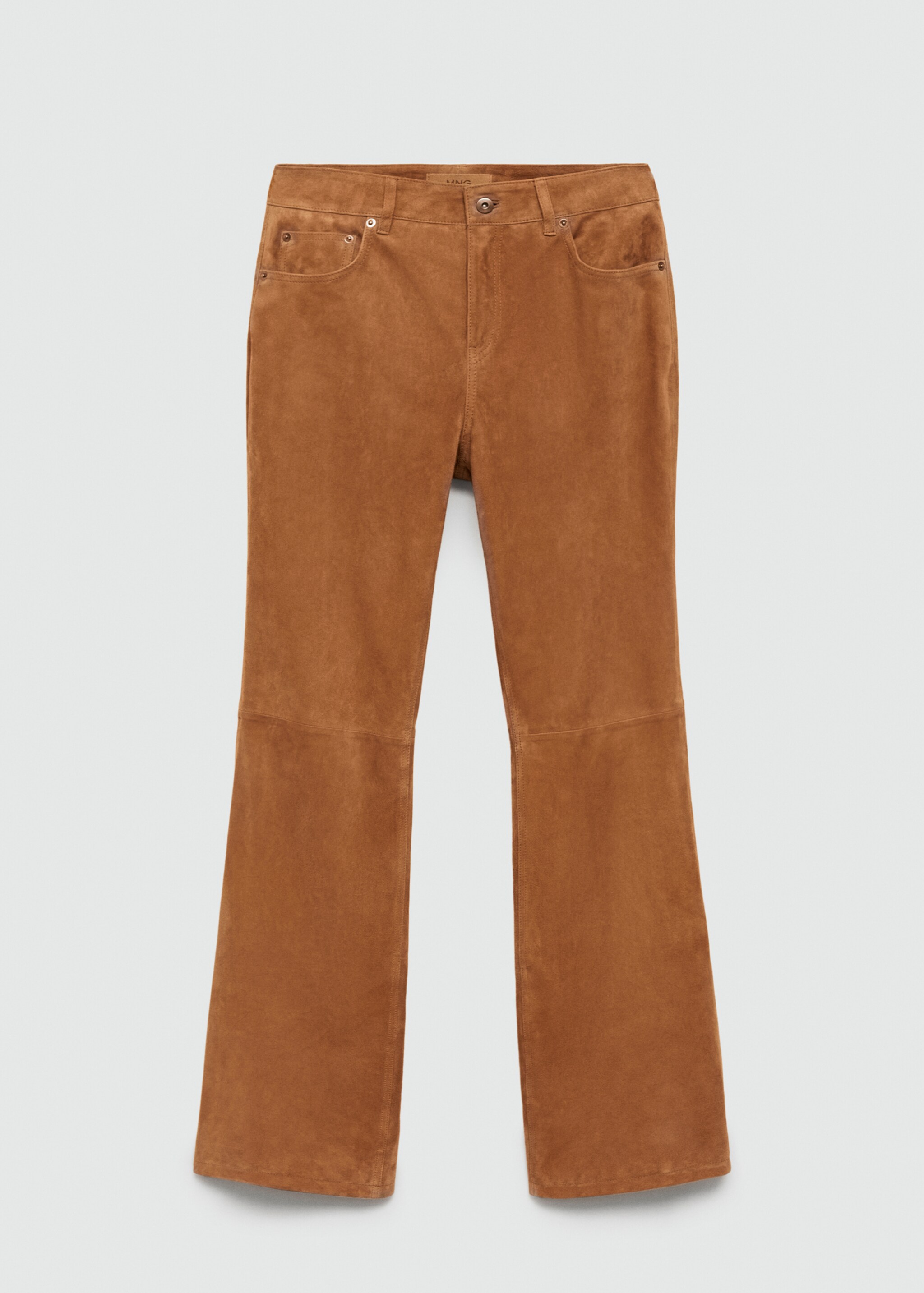 Pantalons rectes pell - Article sense model, Marró mitjà. Ref: 77074059-00.