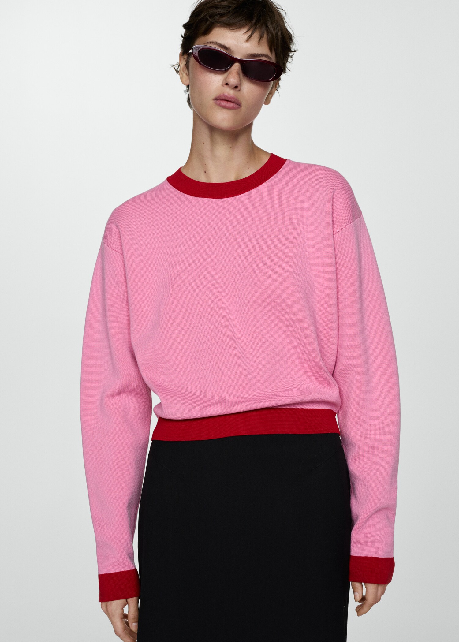 Contrast trim sweater - Medium plane