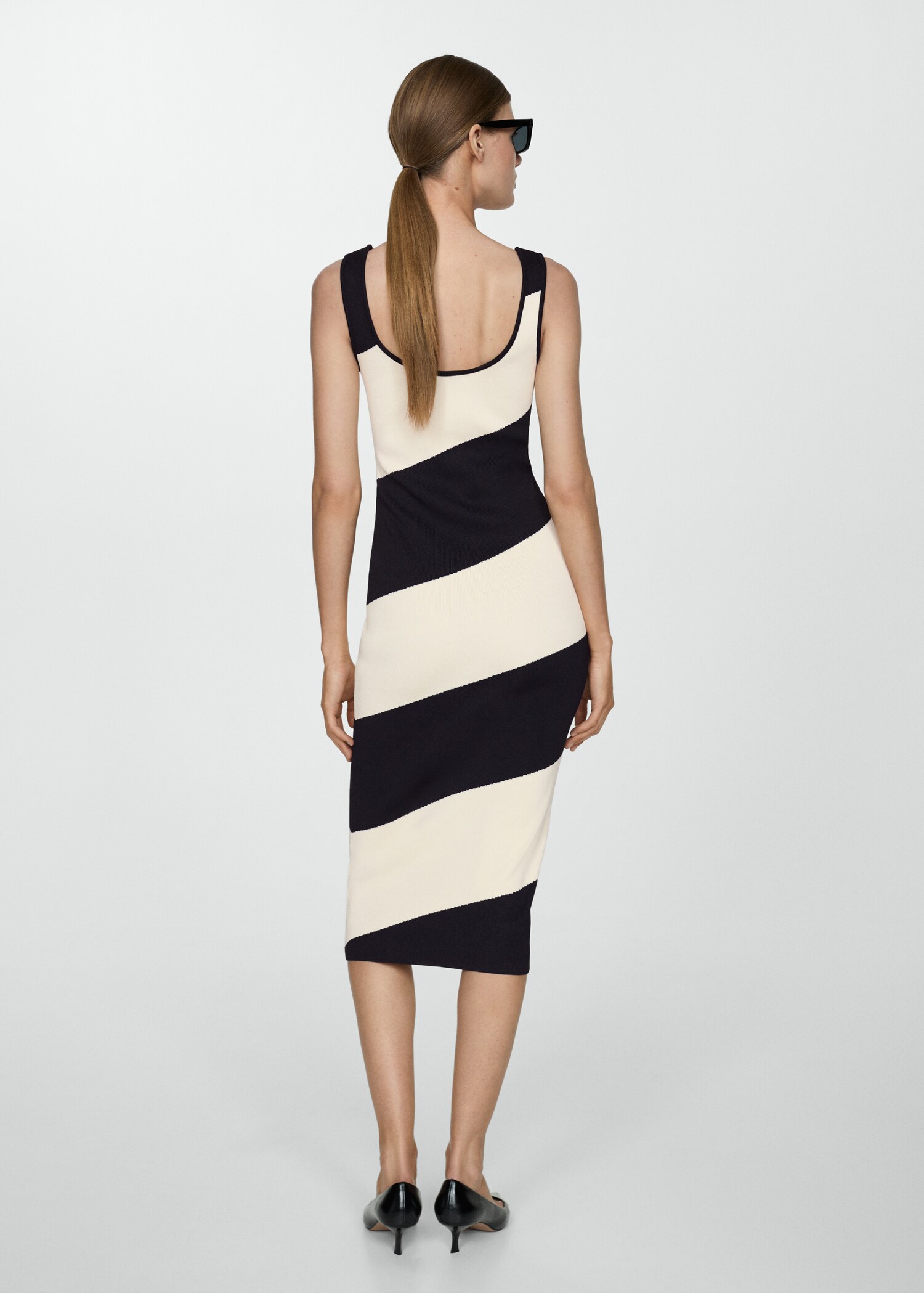 Vestido punto midi rayas - Reverso del artículo