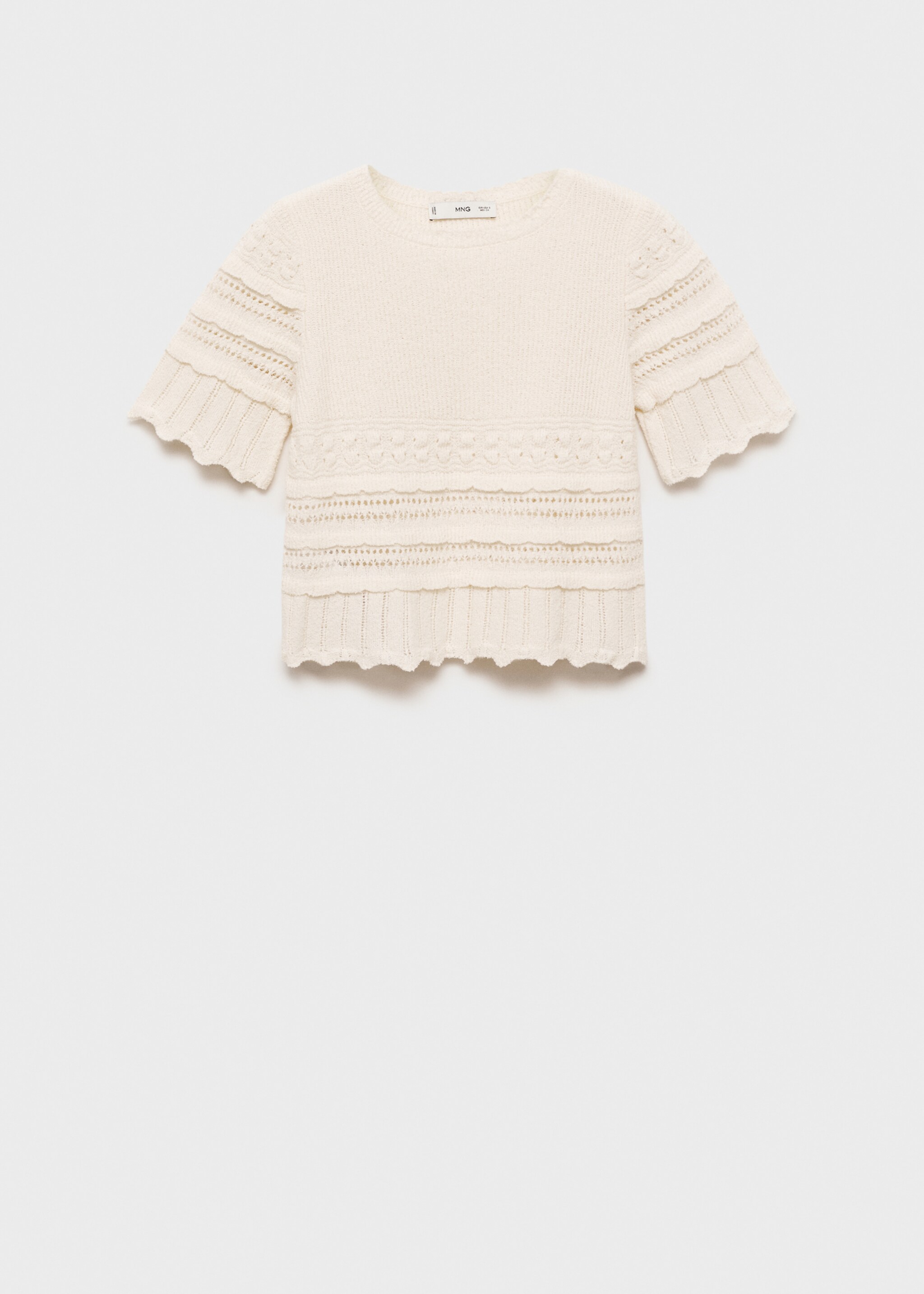 Short-sleeved sweater with openwork details - Article without model