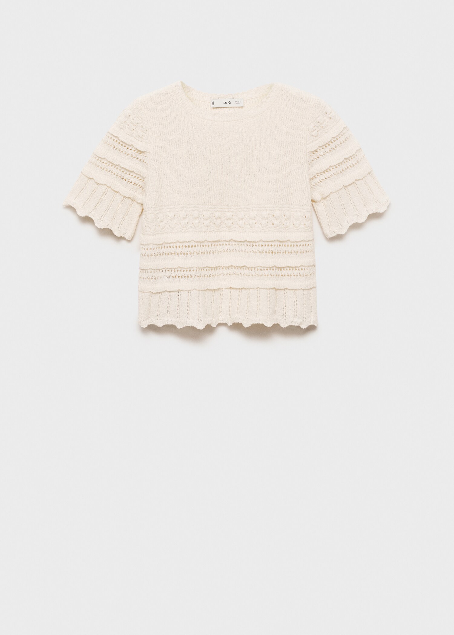 Pull-over manches courtes détails ajourés - Article sans modèle