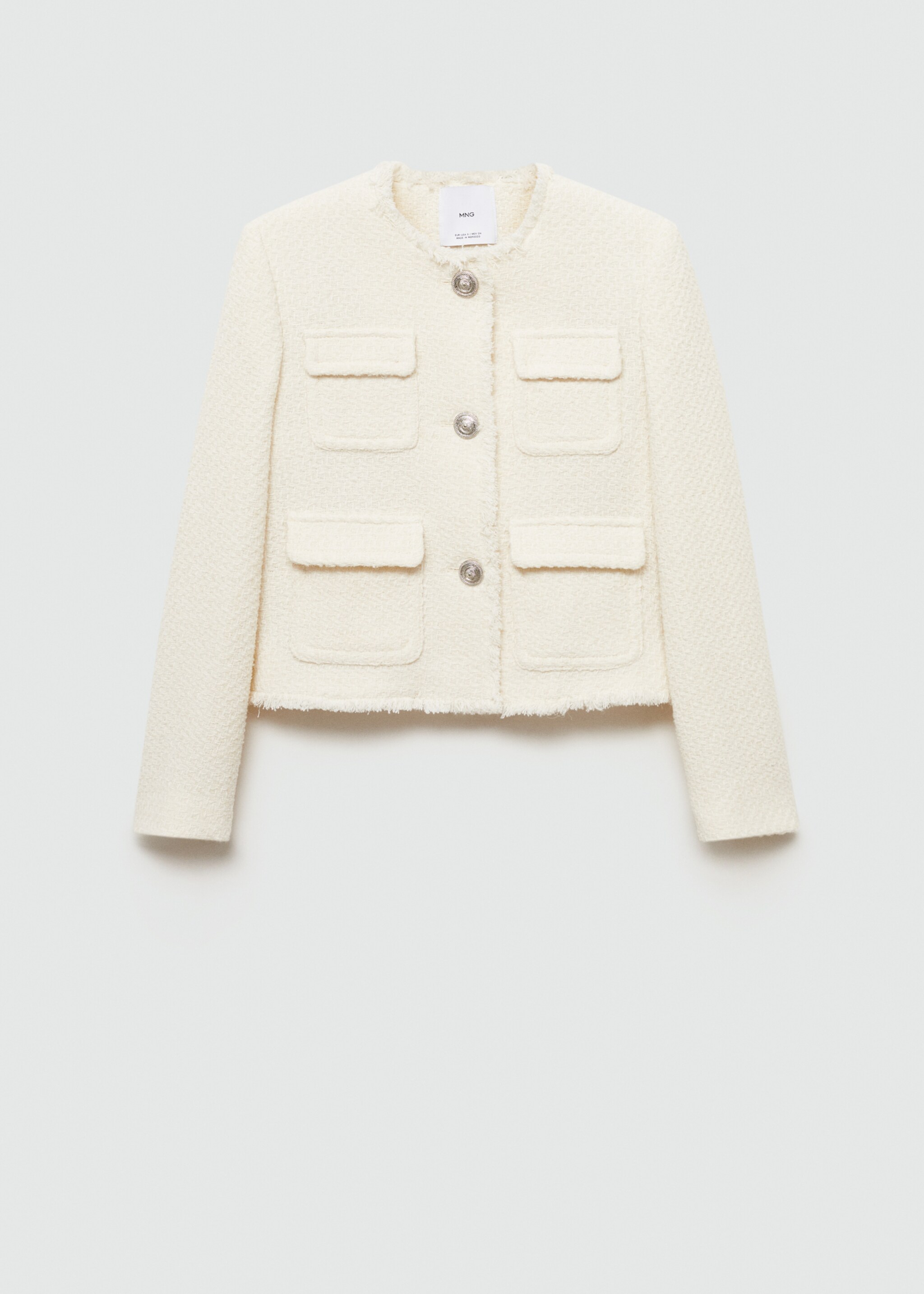 Pocket tweed jacket - Article without model, Ecru. Ref: 77074067-00.