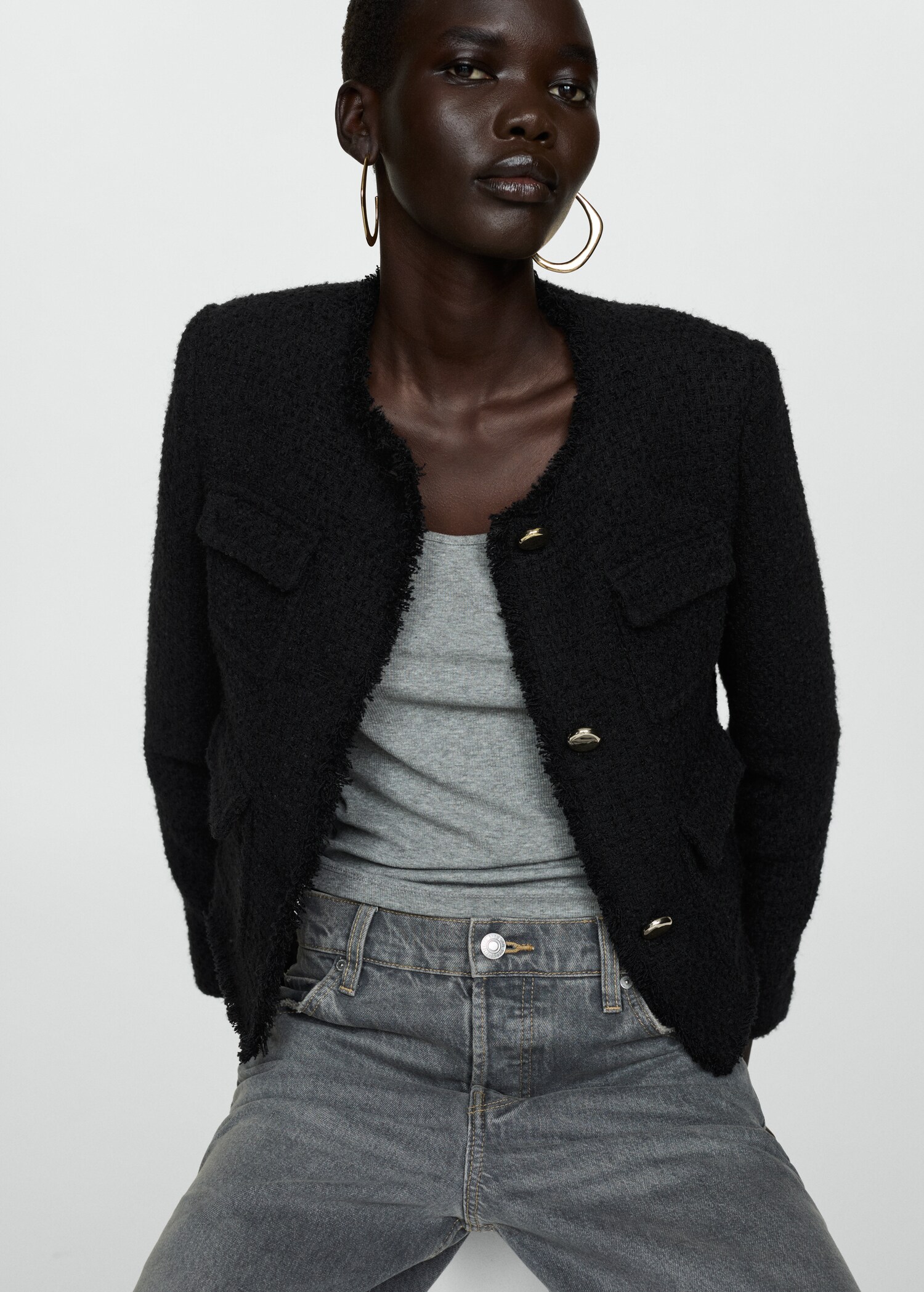 Chaqueta tweed bolsillos - Detalle del artículo 2