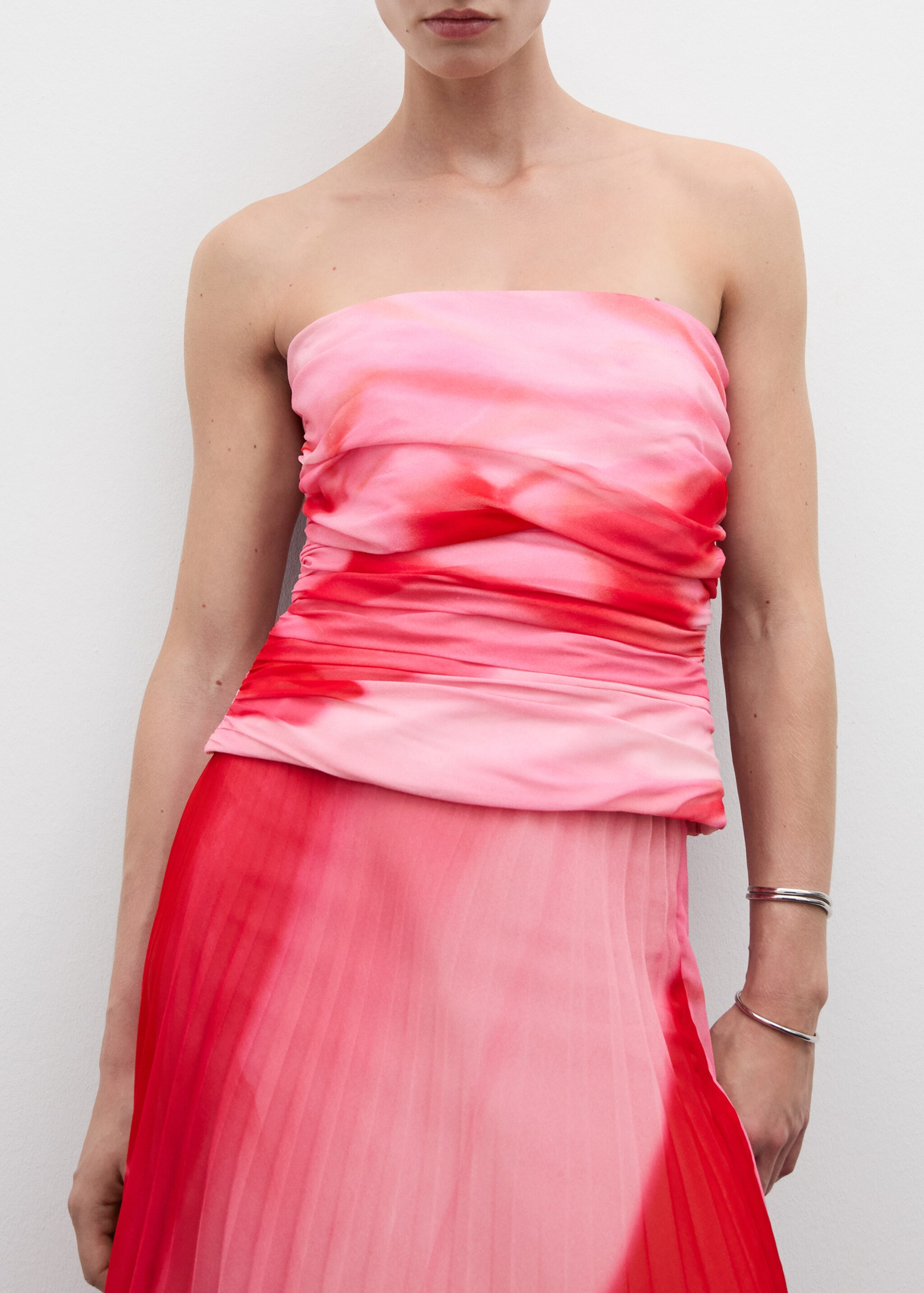 Gedrapeerde strapless top - Middenvlak