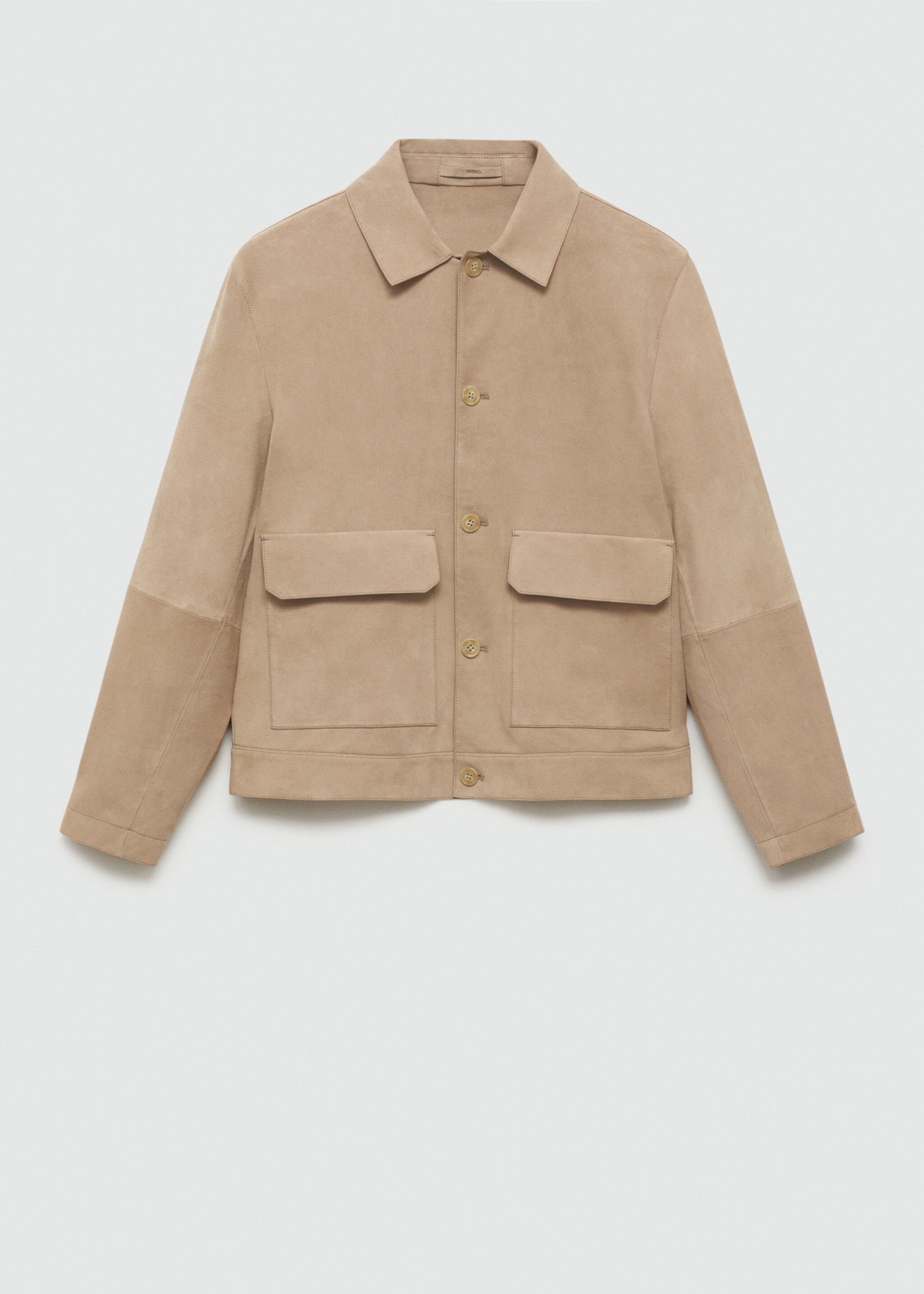 Jacke aus 100 % Wildleder mit Taschen - Artikel ohne Model, Hellgrau/Pastellgrau. Ref: 77074433-00.