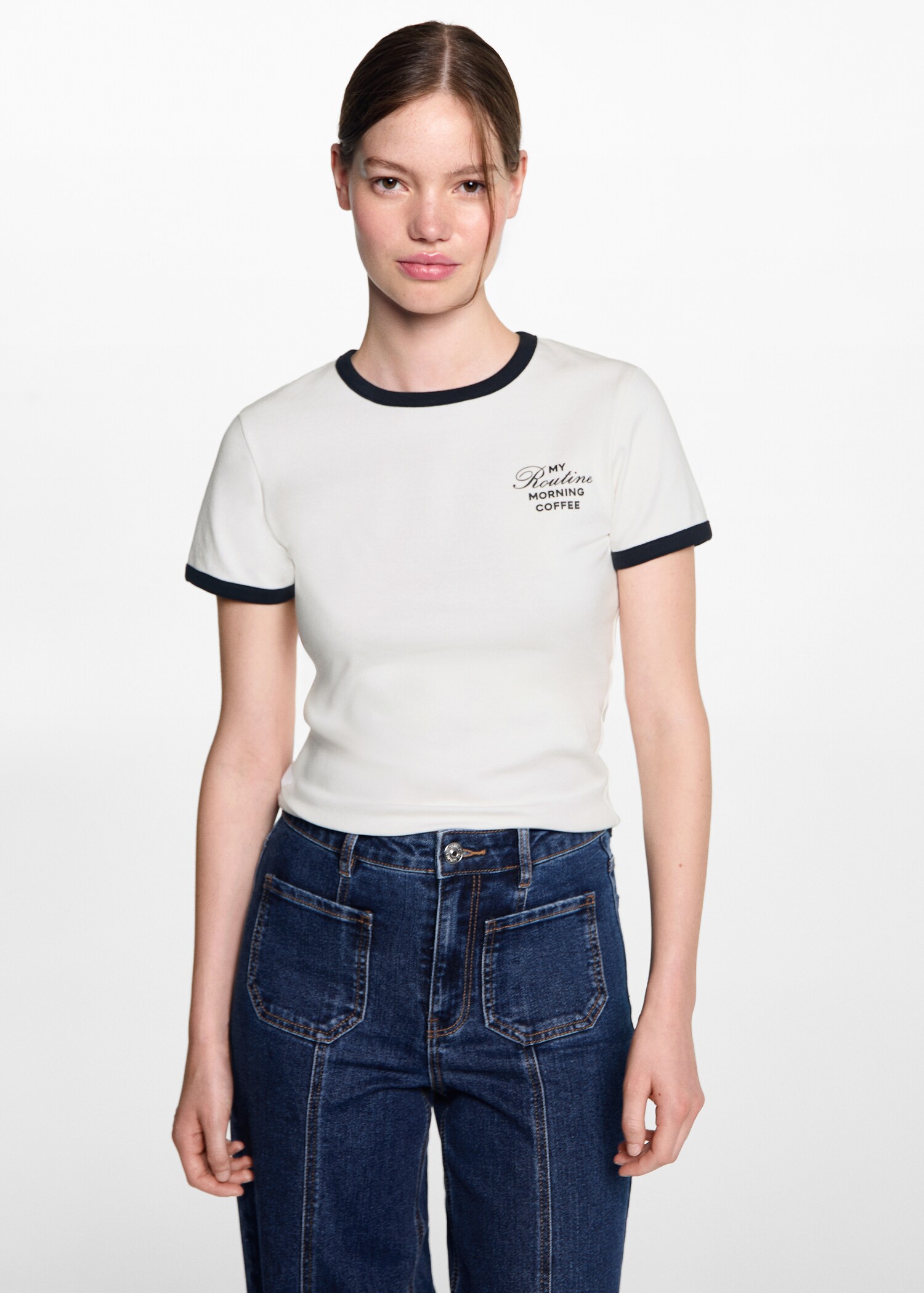 Wideleg jeans with decorative seams - Medium plane