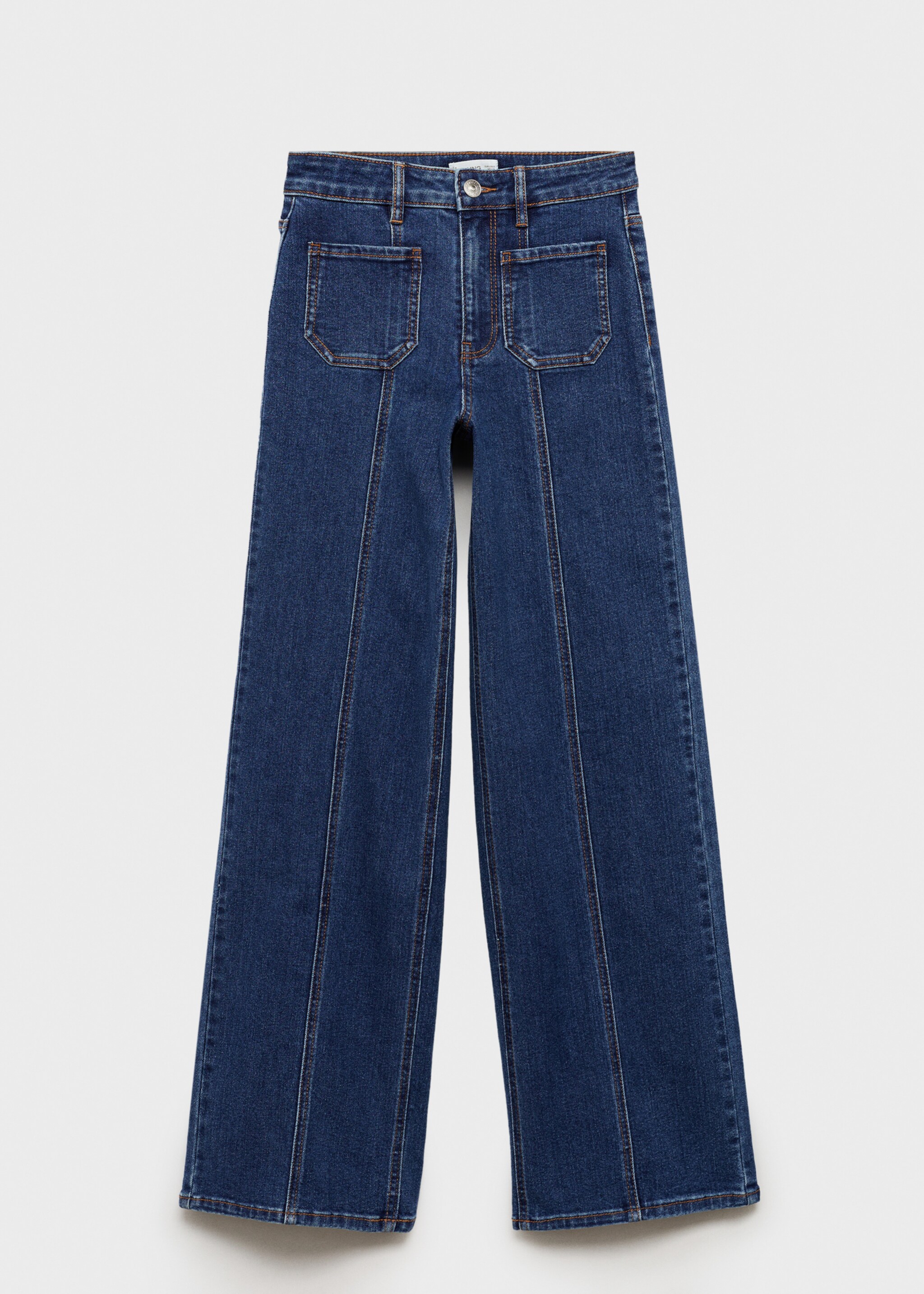 Wideleg jeans with decorative seams - Article without model, Dark Blue. Ref: 77074434-00.