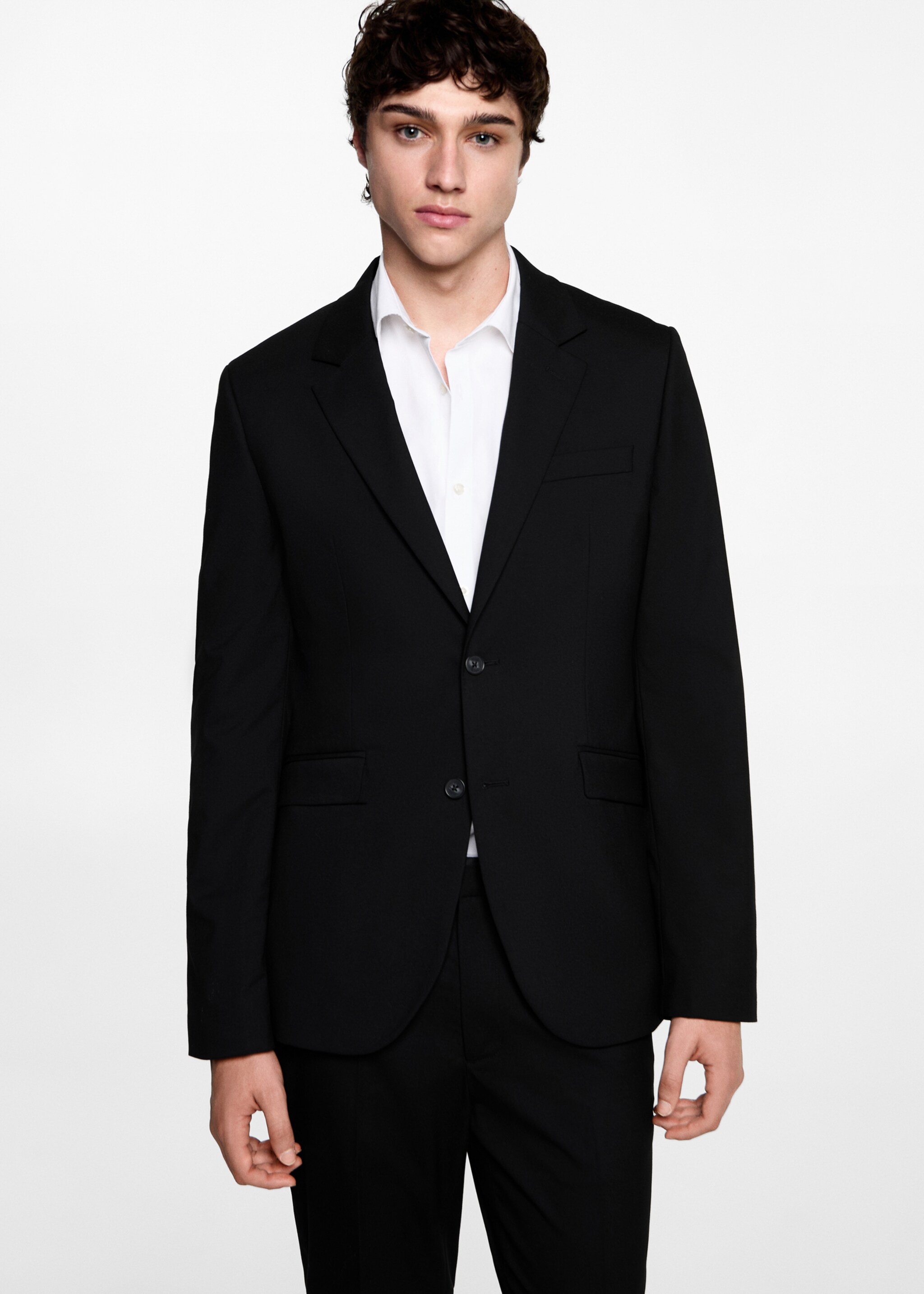 Slim-fit suit jacket - Medium plane, Black. Ref: 77074436-00.