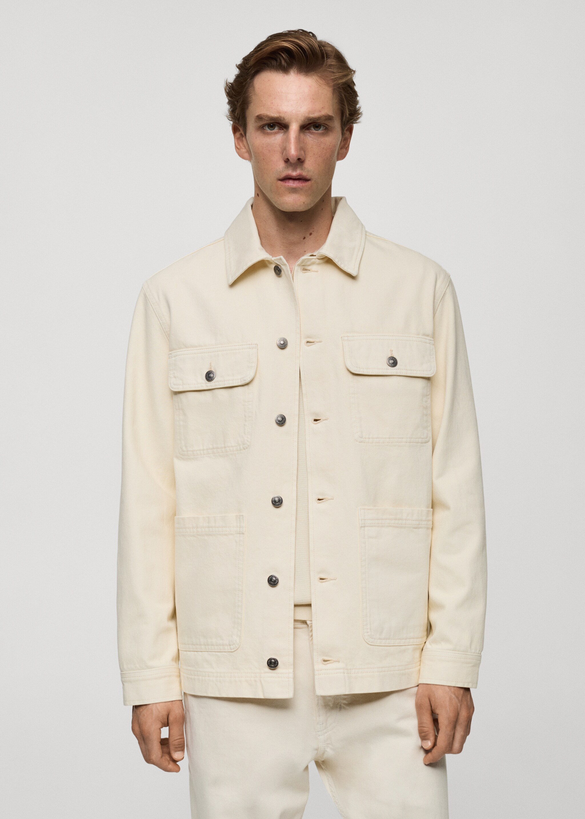 Denim overshirt pockets - Medium plane, Ecru. Ref: 77074439-00.