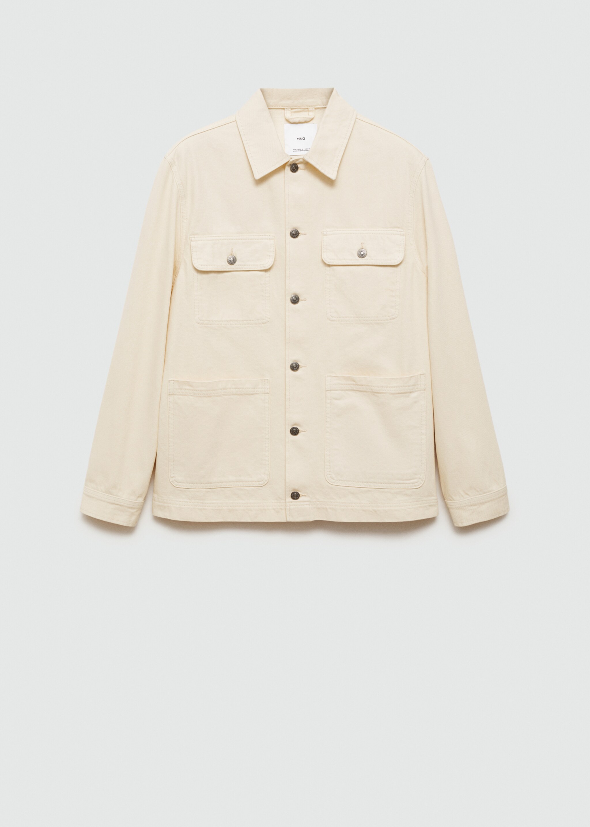 Denim overshirt pockets - Article without model, Ecru. Ref: 77074439-00.