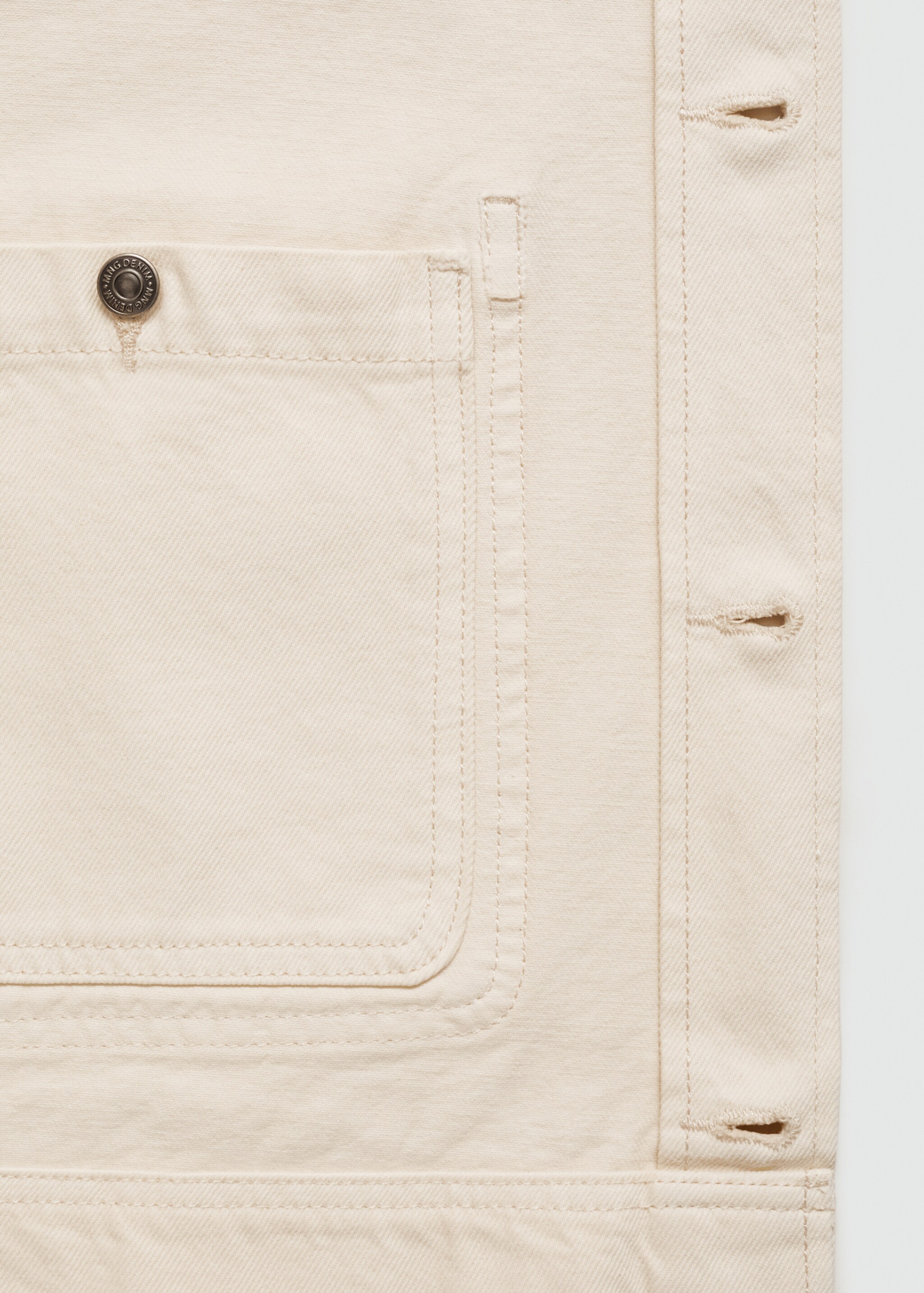 Denim overshirt pockets - Details of the article 0, Ecru. Ref: 77074439-00.